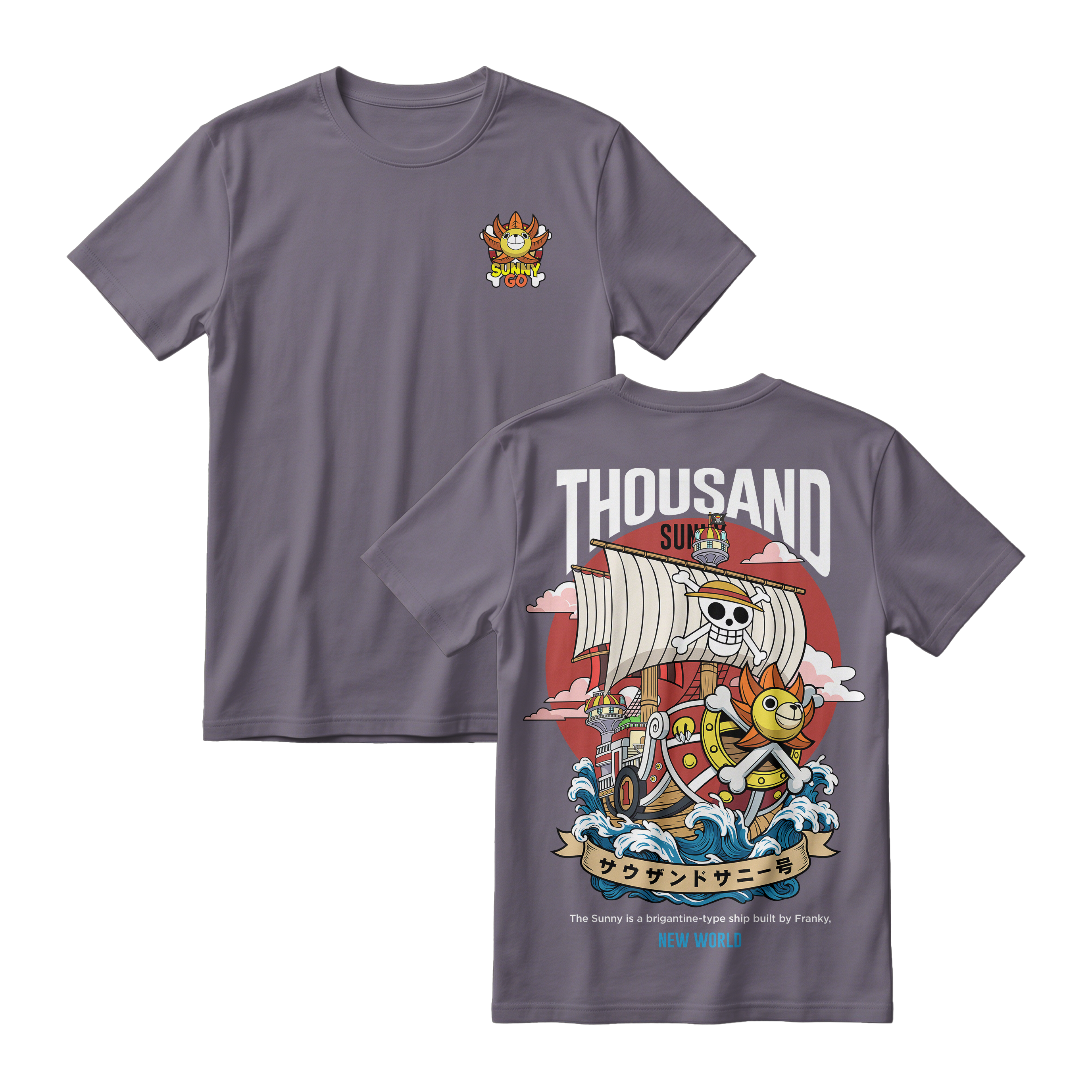 Anime One Piece Thousand Sunny Short Sleeve Tee - RZM016