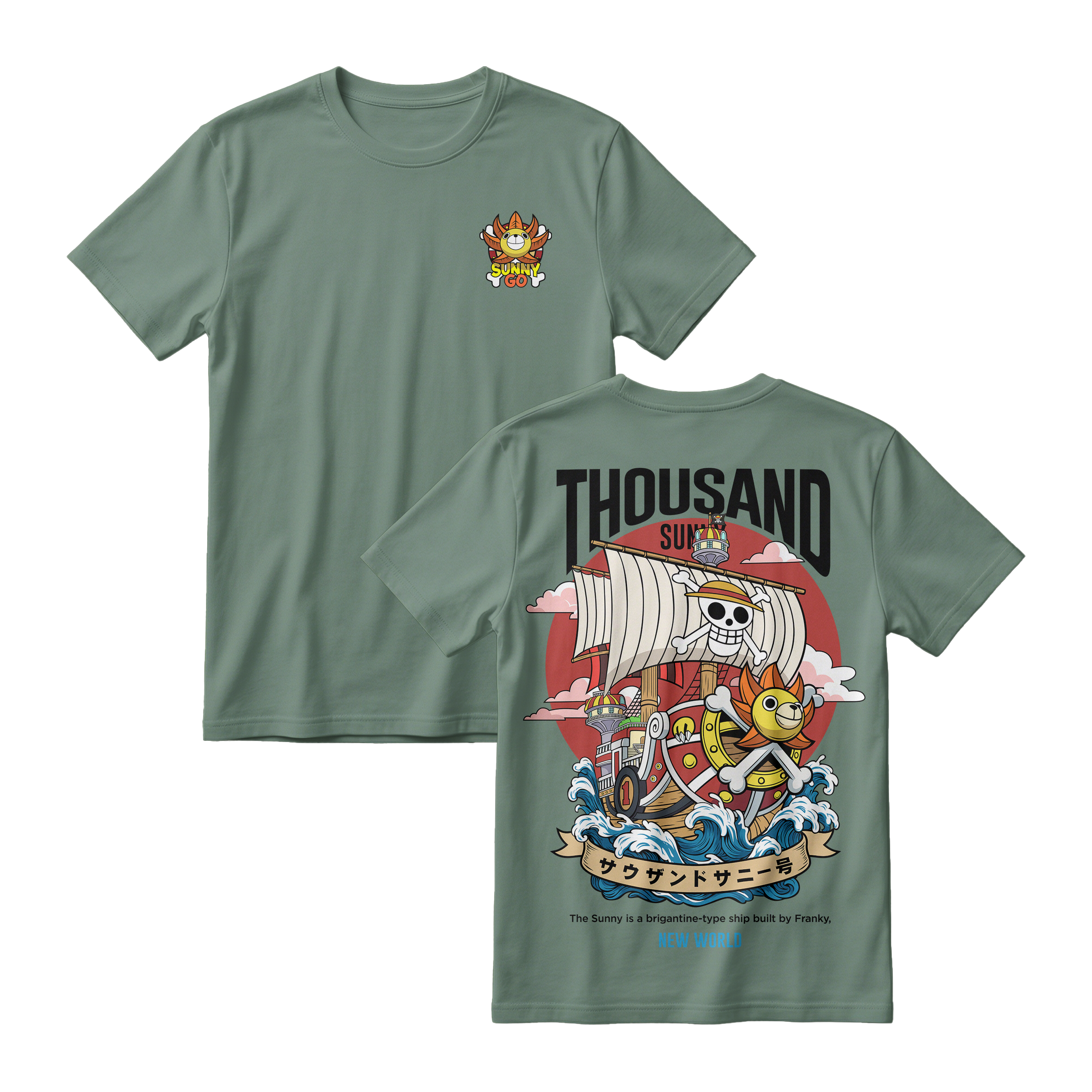 Anime One Piece Thousand Sunny Short Sleeve Tee - RZM016