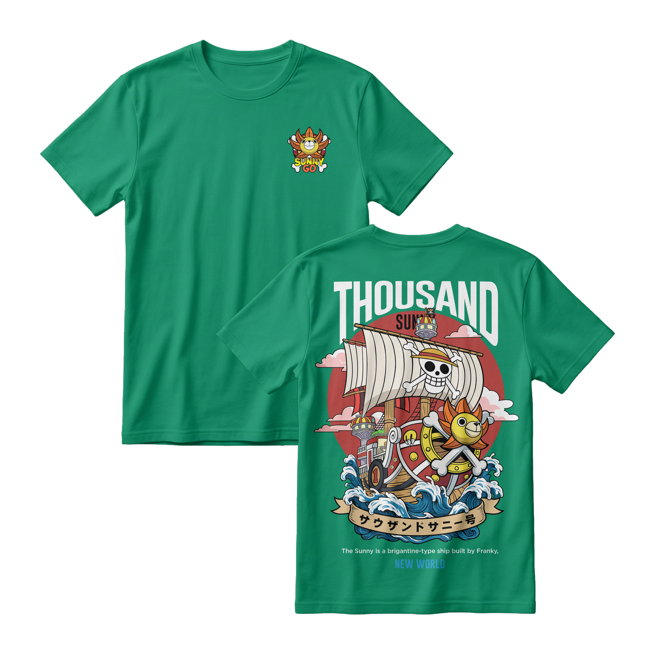 Anime One Piece Thousand Sunny Short Sleeve Tee - RZM016