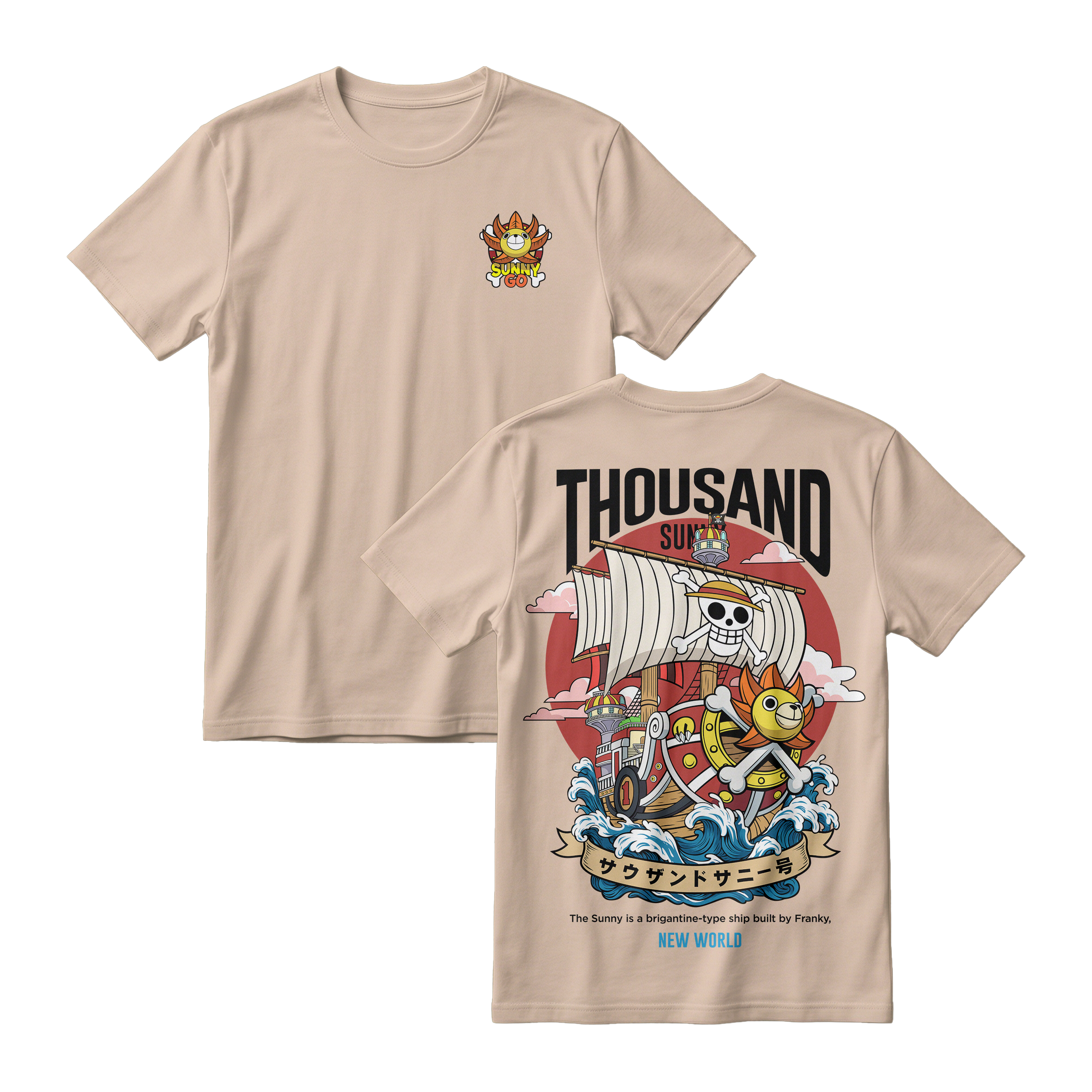 Anime One Piece Thousand Sunny Short Sleeve Tee - RZM016