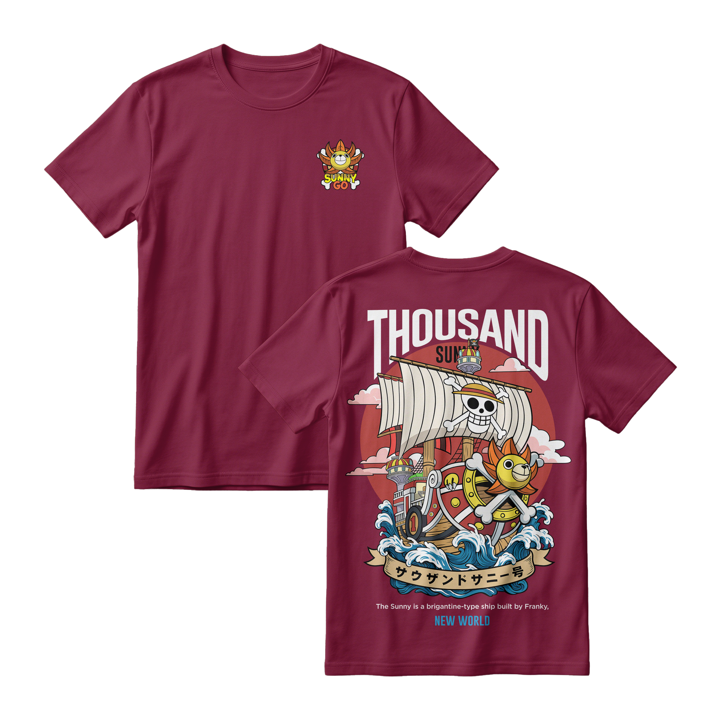 Anime One Piece Thousand Sunny Short Sleeve Tee - RZM016