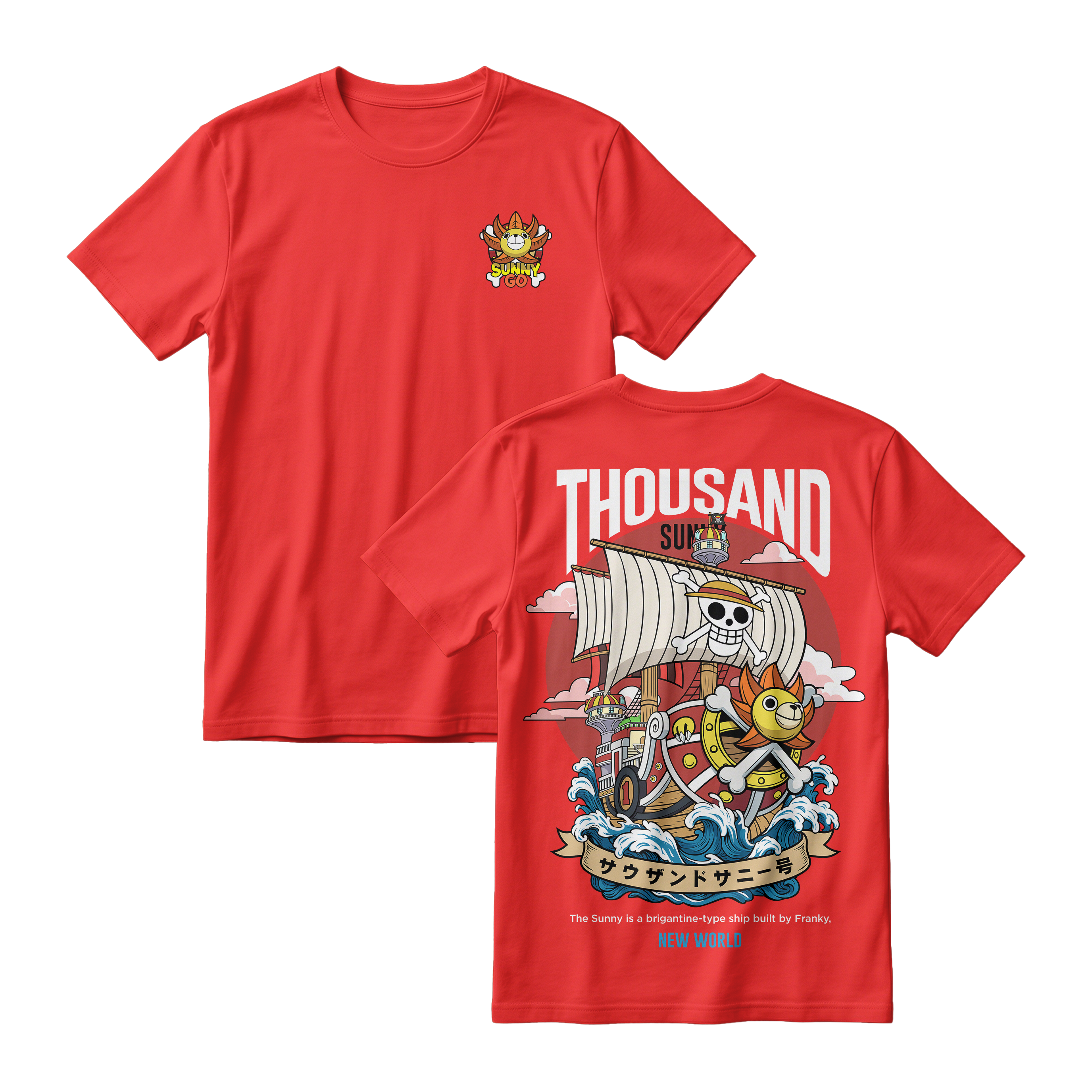 Anime One Piece Thousand Sunny Short Sleeve Tee - RZM016