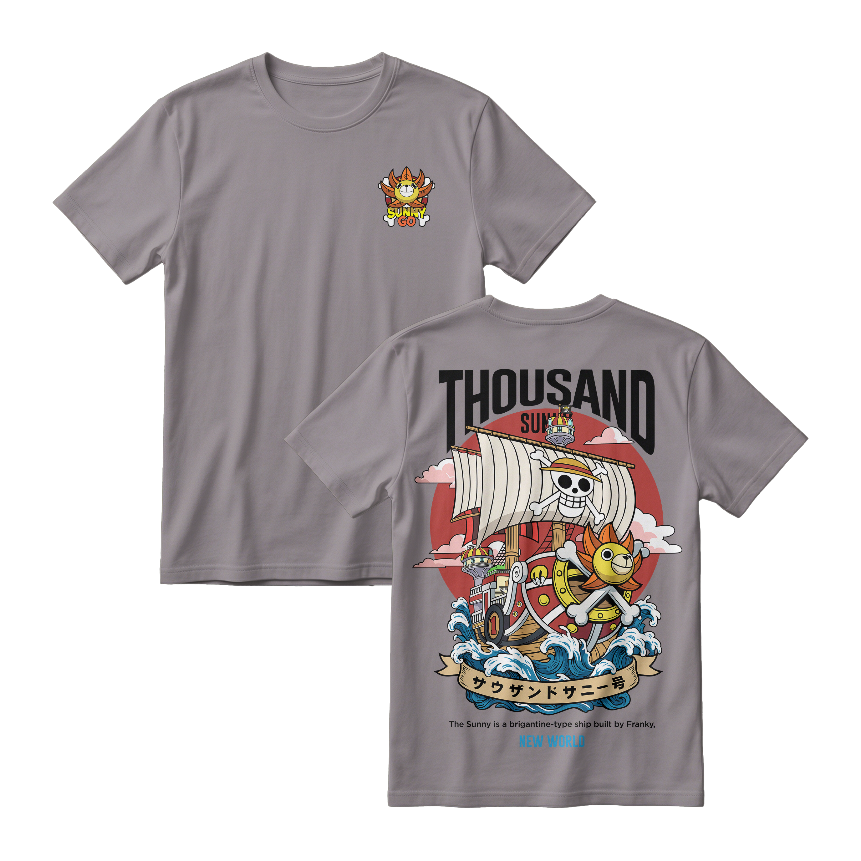 Anime One Piece Thousand Sunny Short Sleeve Tee - RZM016