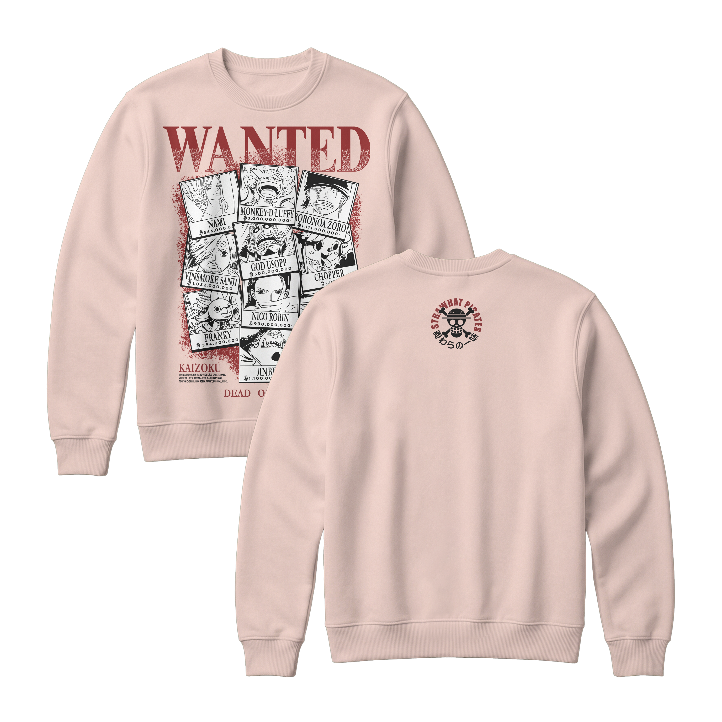 Anime One Piece Wanted Mugiwara Crew Sweatshirt - RZM008