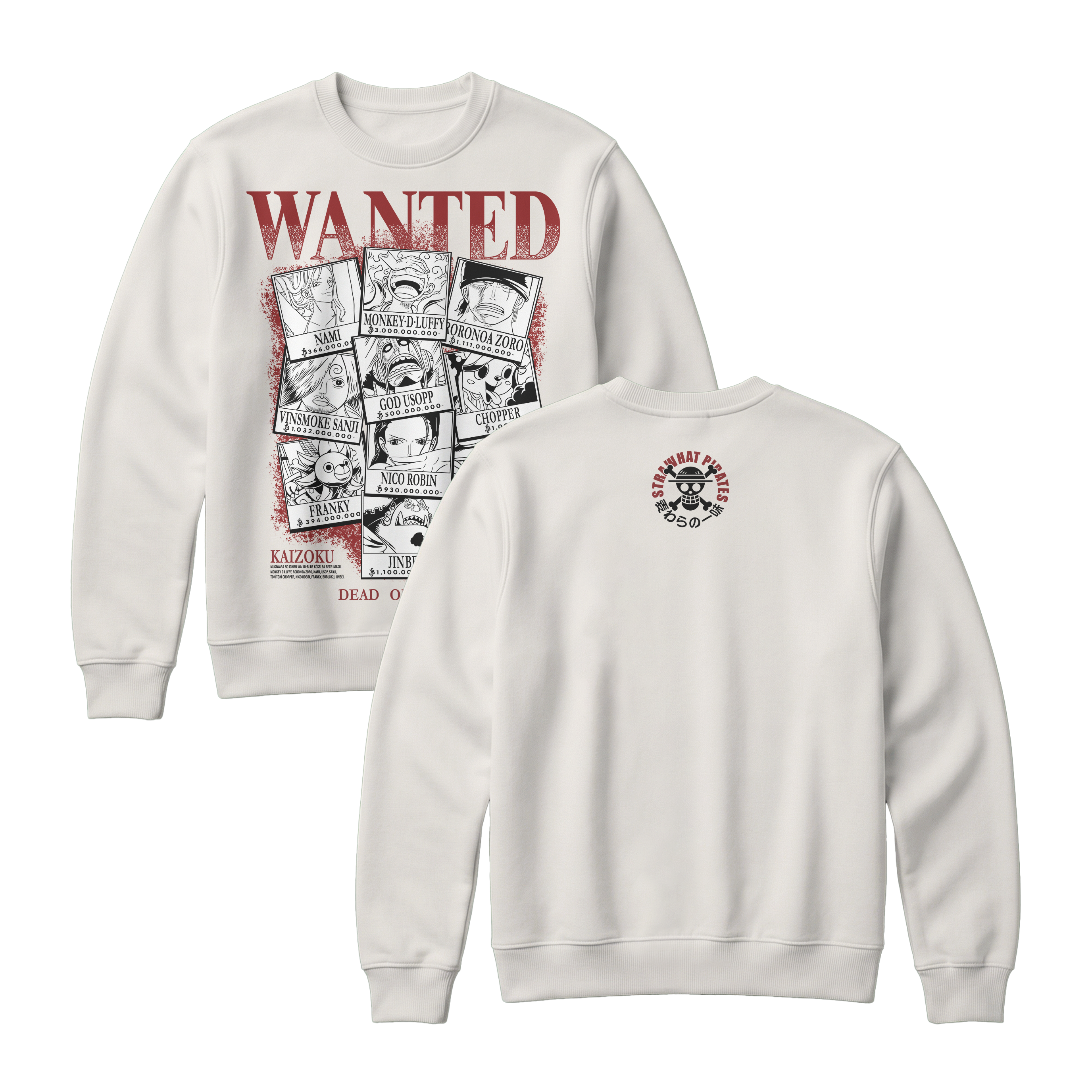 Anime One Piece Wanted Mugiwara Crew Sweatshirt - RZM008