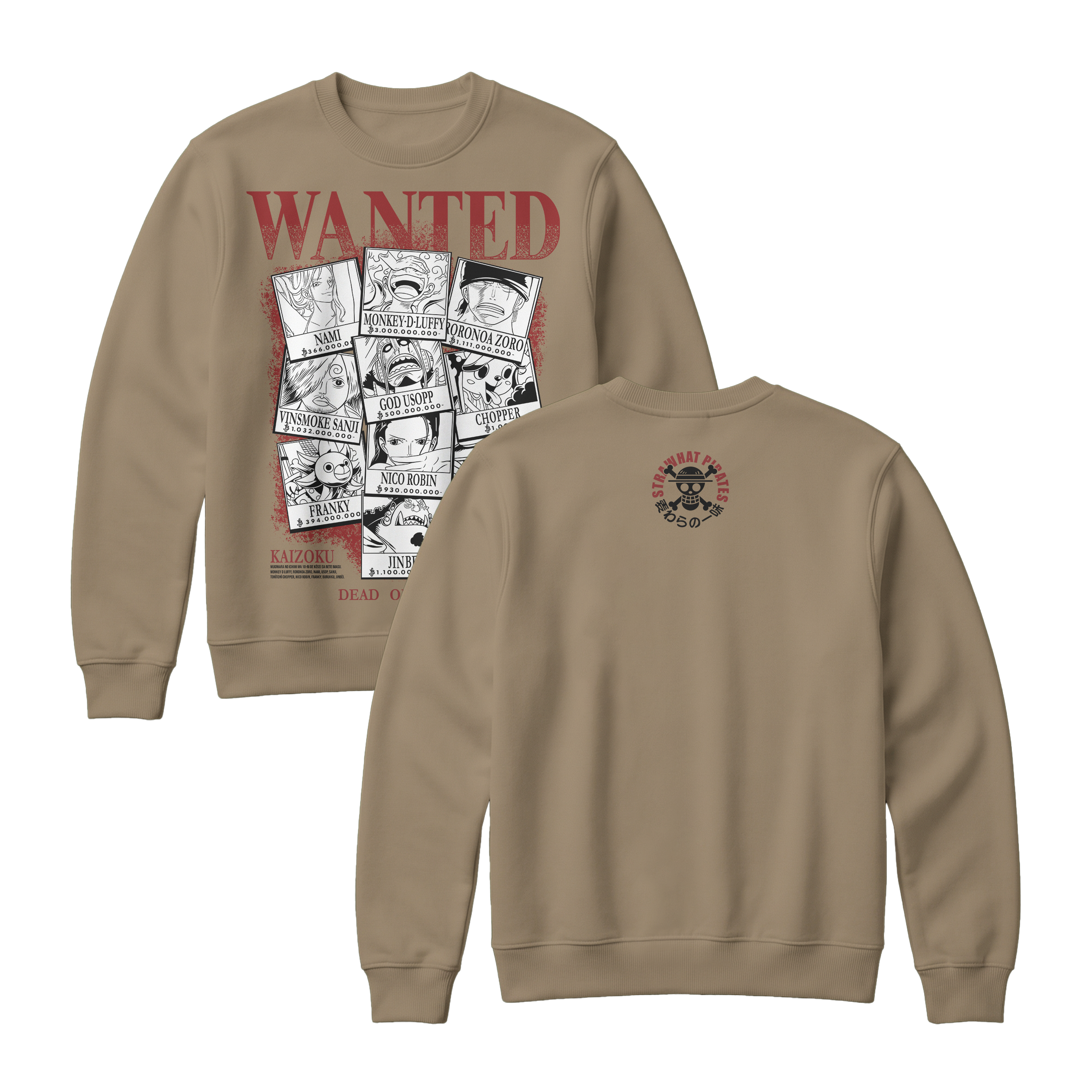 Anime One Piece Wanted Mugiwara Crew Sweatshirt - RZM008