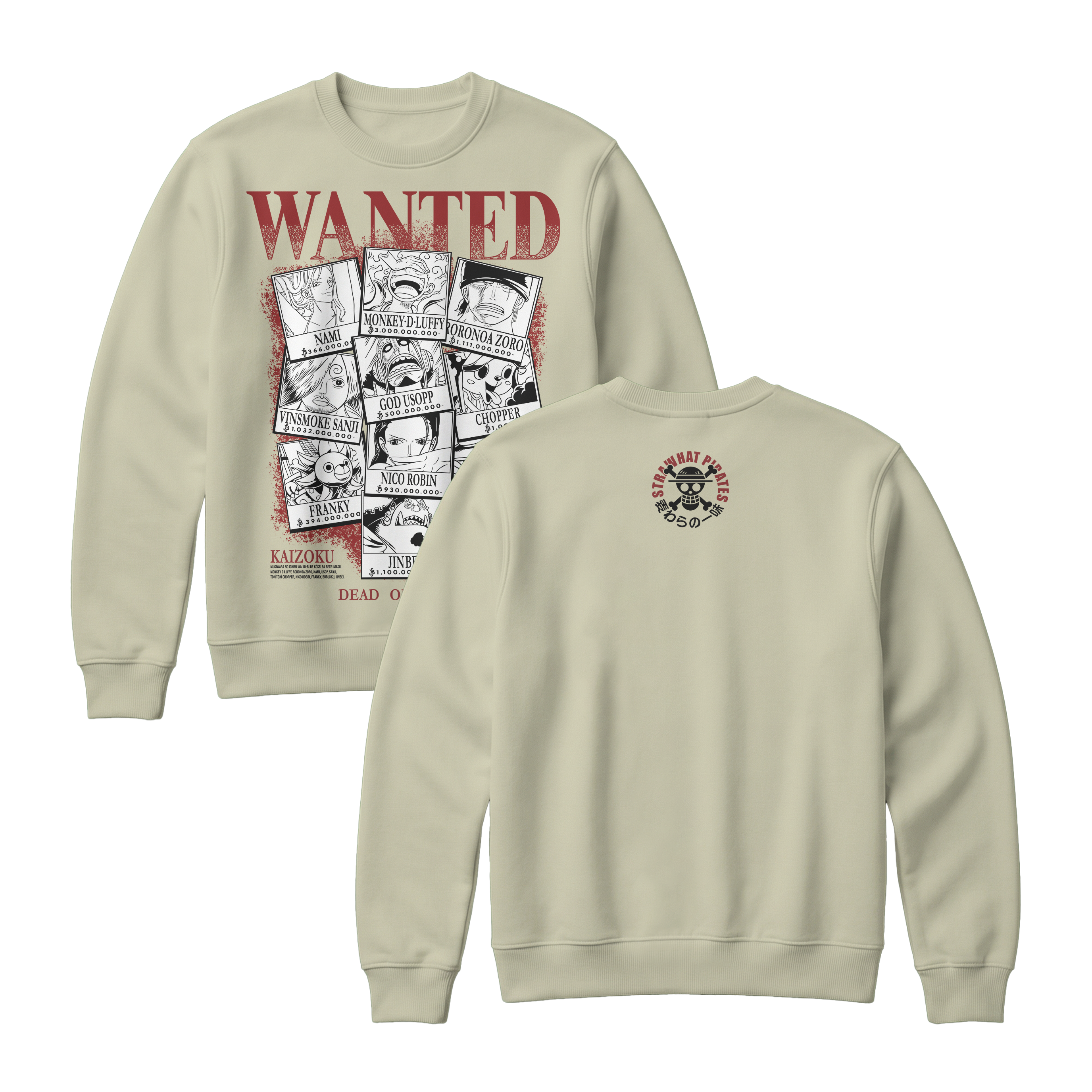 Anime One Piece Wanted Mugiwara Crew Sweatshirt - RZM008