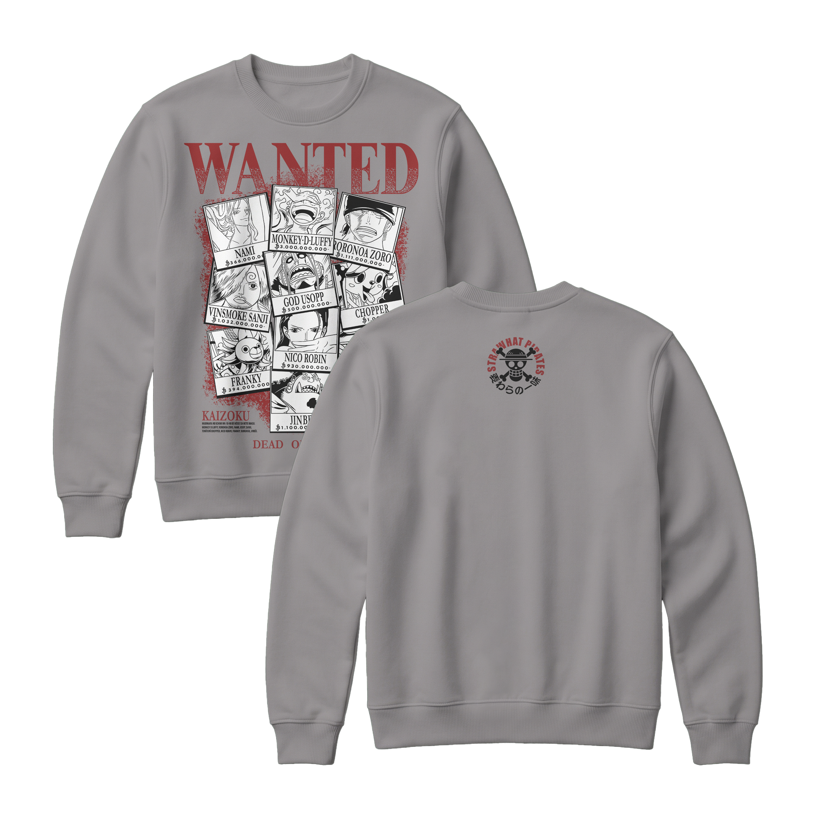 Anime One Piece Wanted Mugiwara Crew Sweatshirt - RZM008