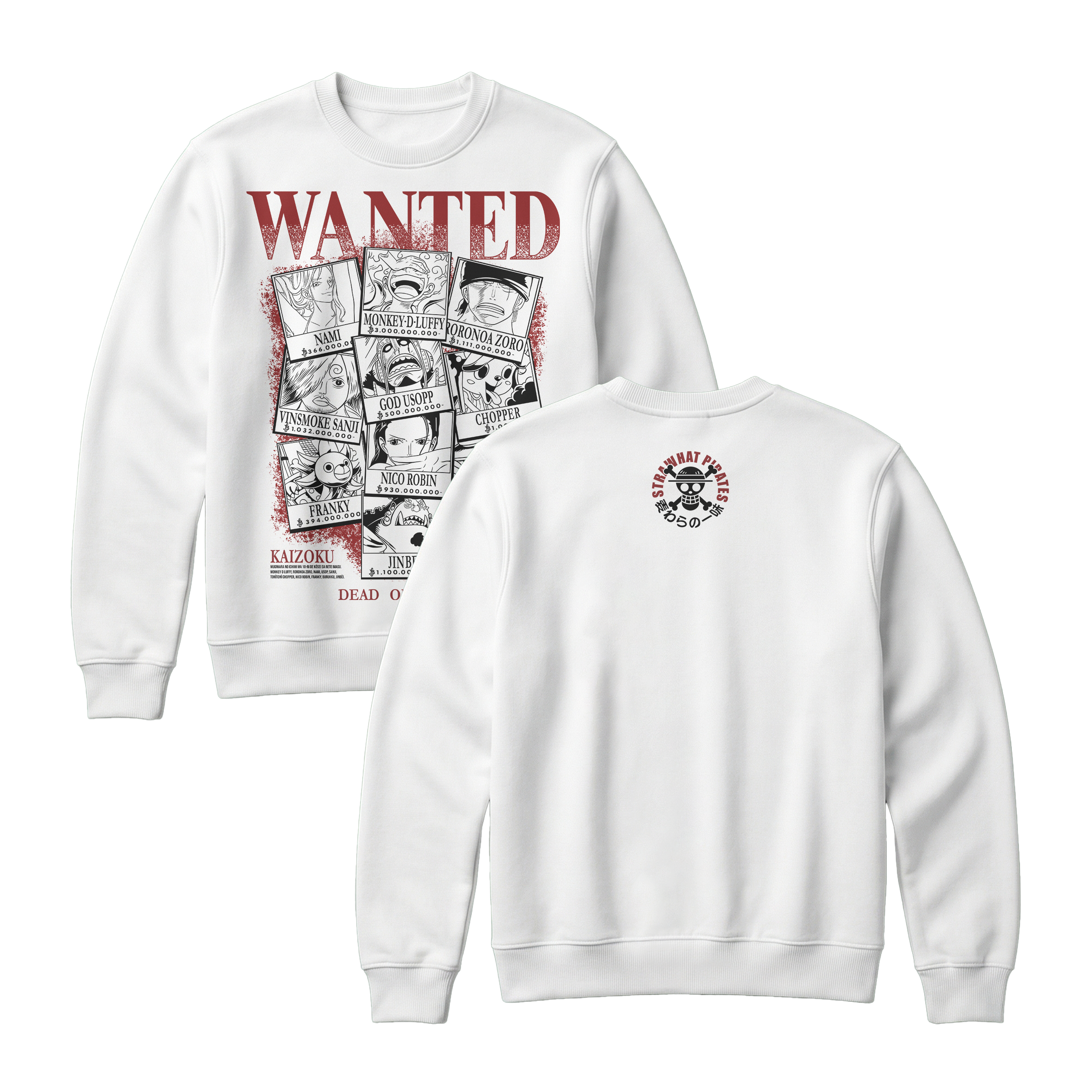 Anime One Piece Wanted Mugiwara Crew Sweatshirt - RZM008