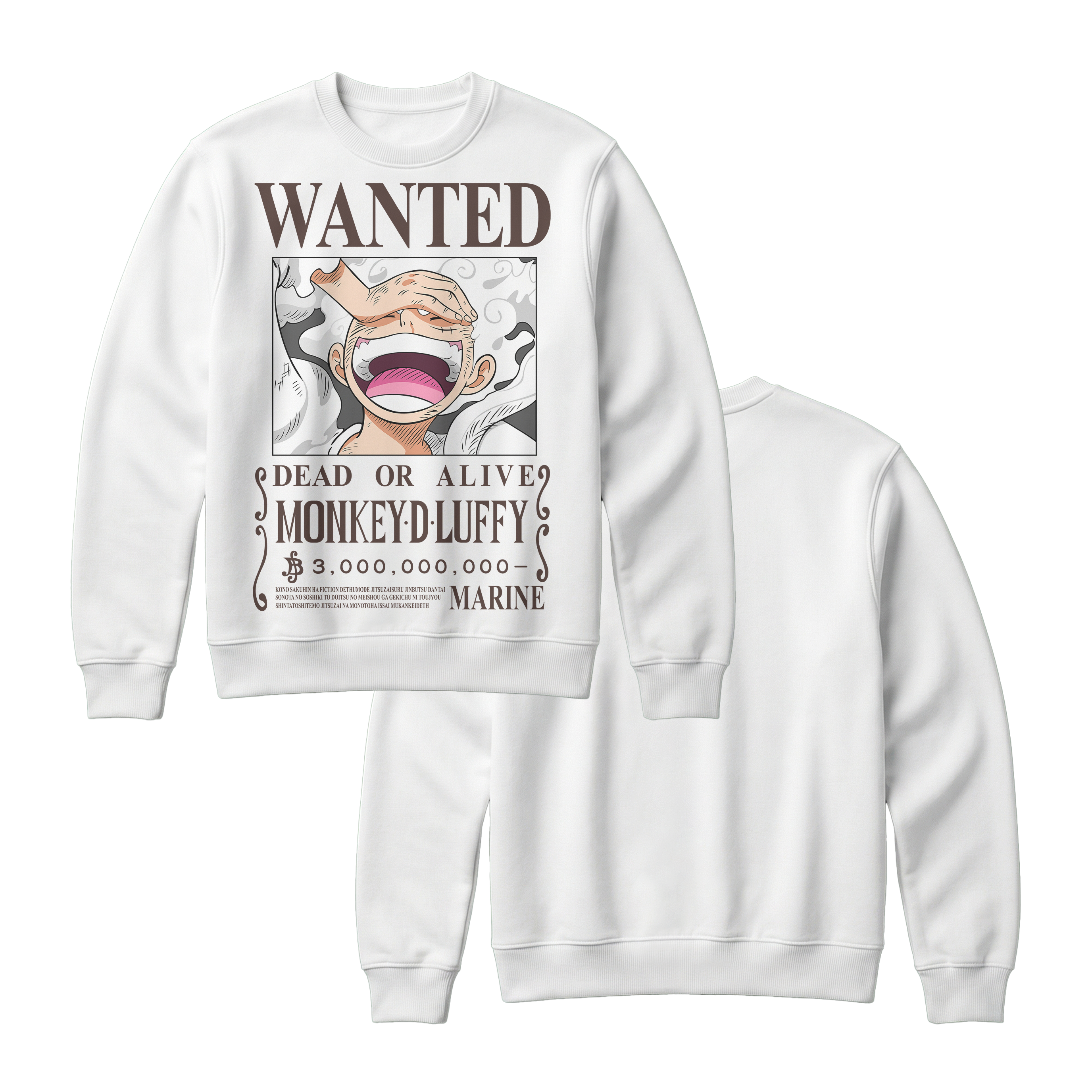 Anime One Piece Wanted Monkey D. Luffy Gear 5 Sweatshirt - RZM012