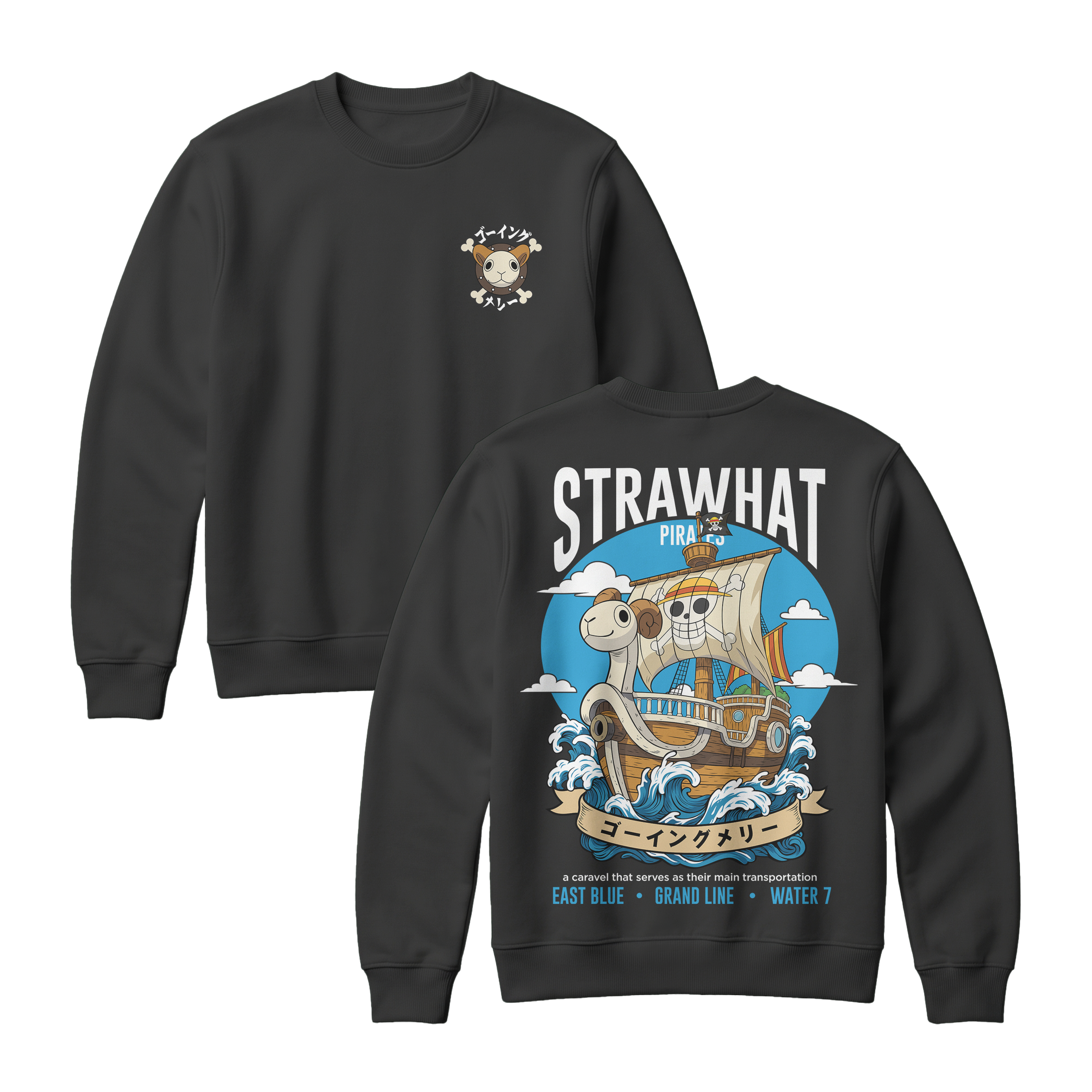 Anime One Piece Straw Hat Pirates Thousand Sunny Journey Sweatshirt - RZM017