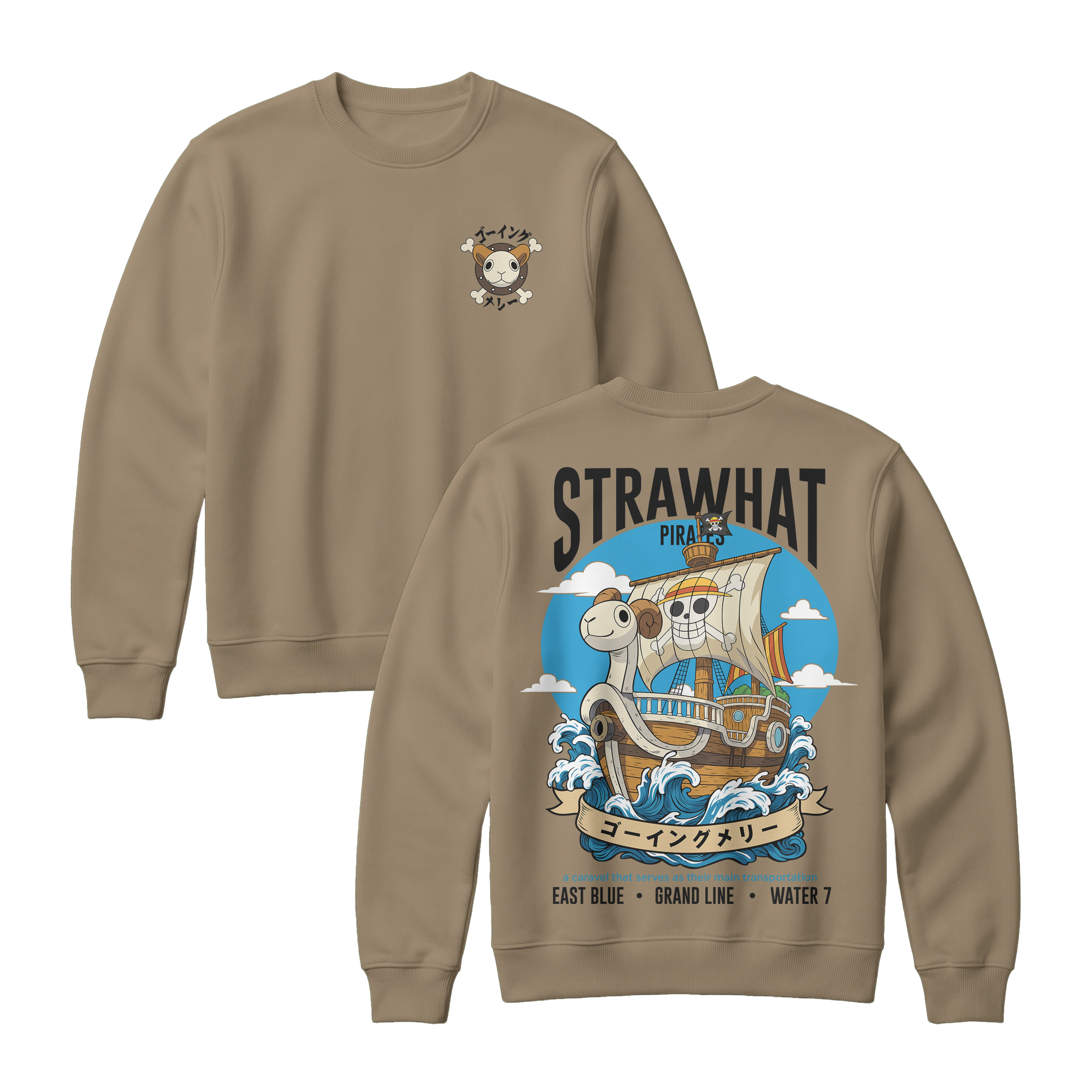 Anime One Piece Straw Hat Pirates Thousand Sunny Journey Sweatshirt - RZM017