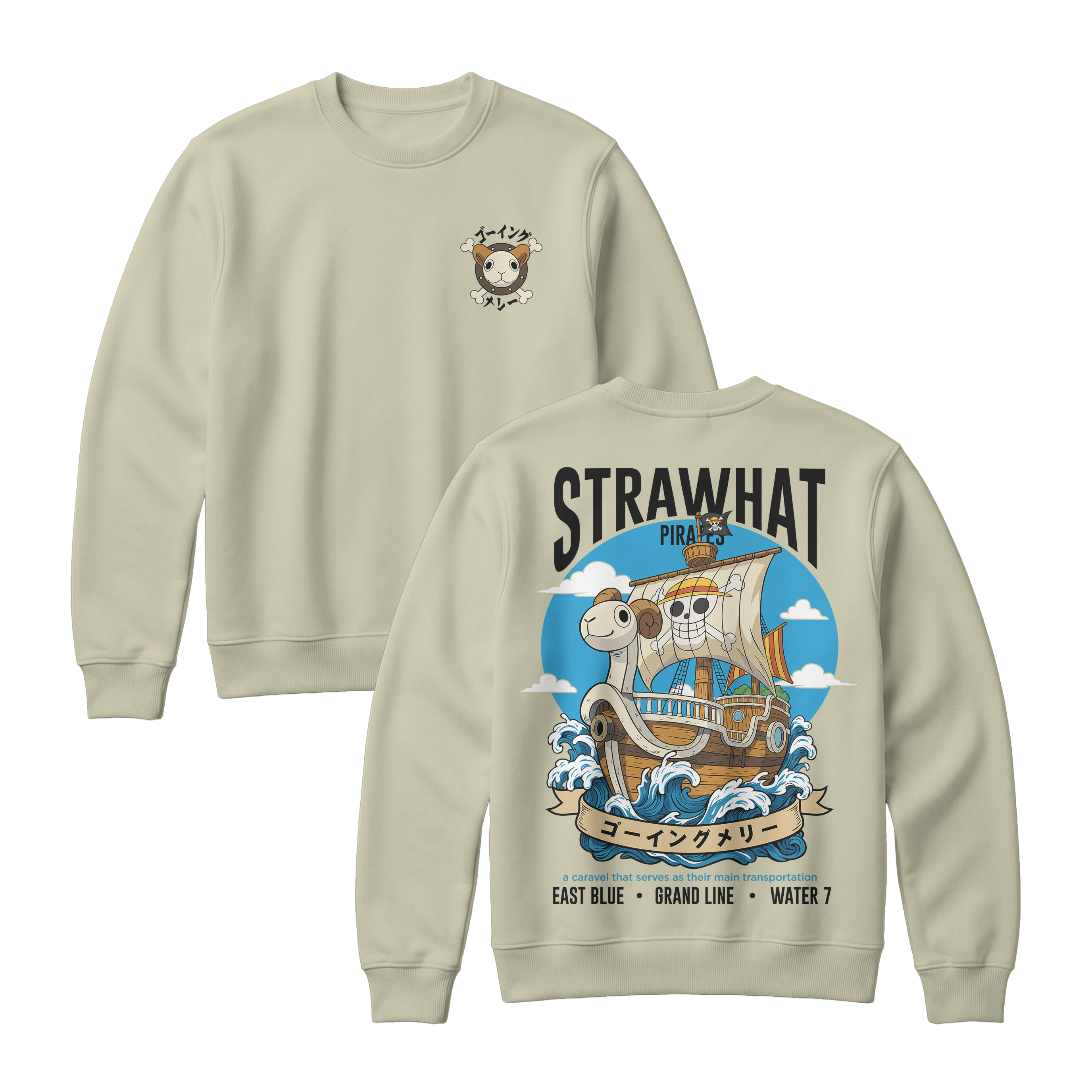 Anime One Piece Straw Hat Pirates Thousand Sunny Journey Sweatshirt - RZM017