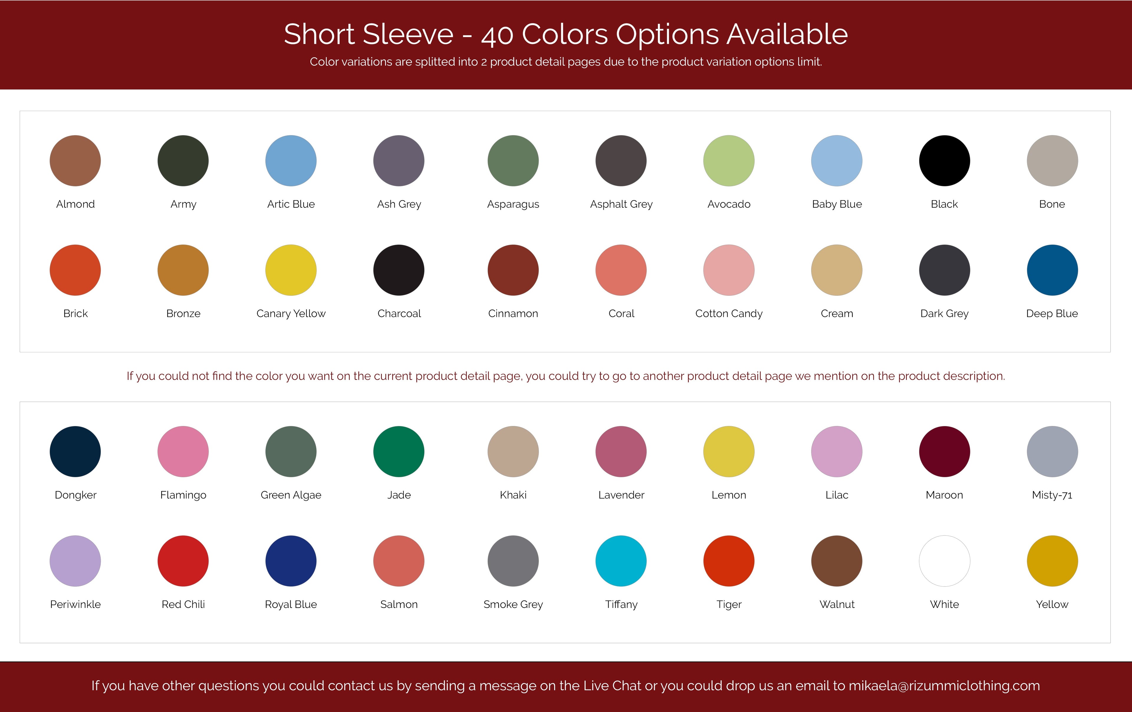 Short Sleeve Color Guides - rizummiclothing.com