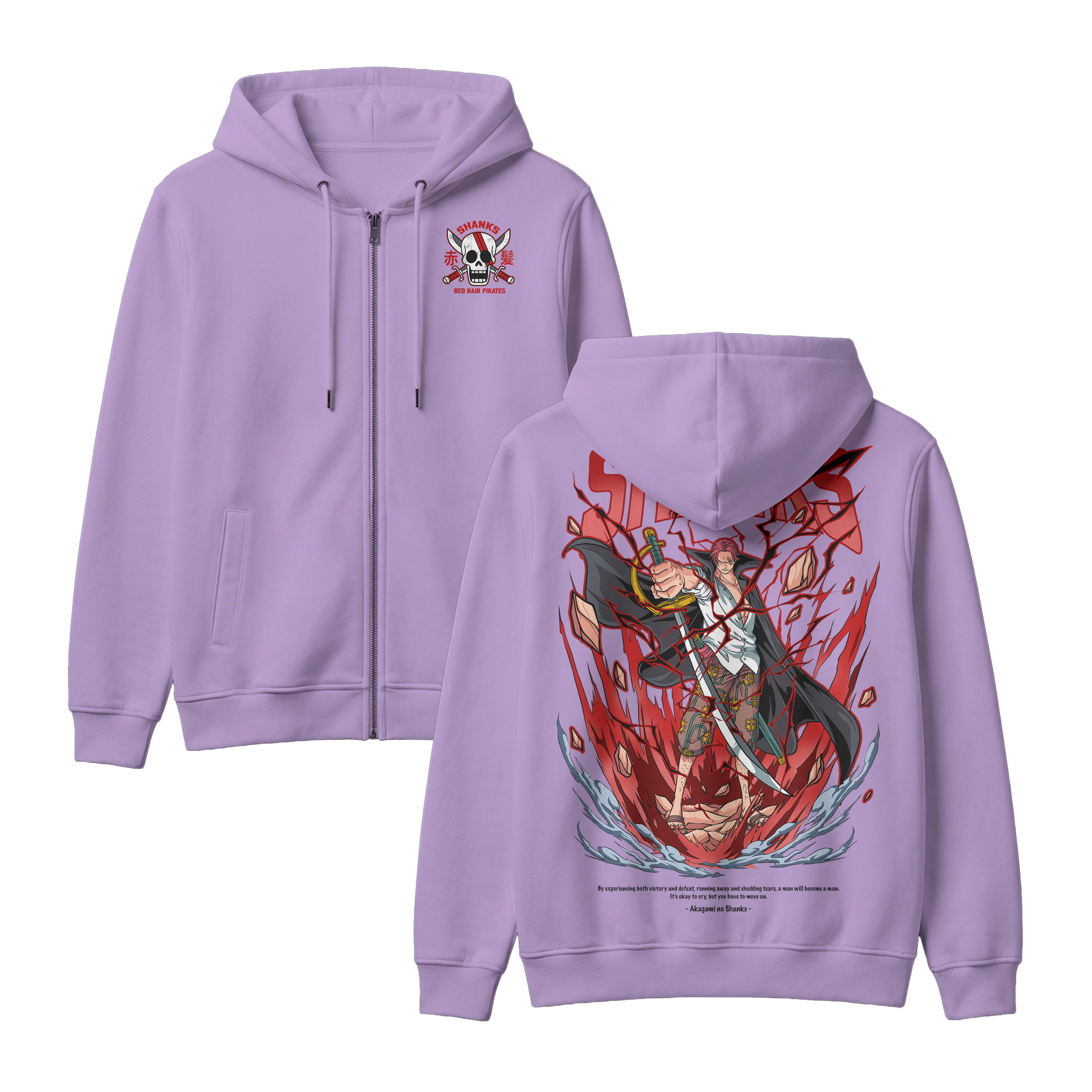 Anime One Piece Akagami no Shanks Zip-up Hoodie - RZM003