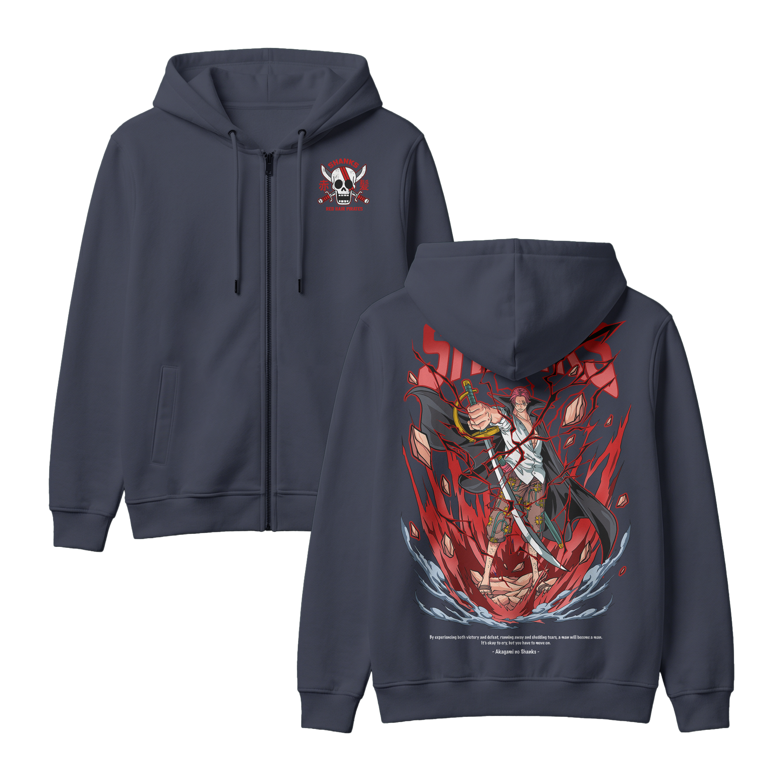 Anime One Piece Akagami no Shanks Zip-up Hoodie - RZM003