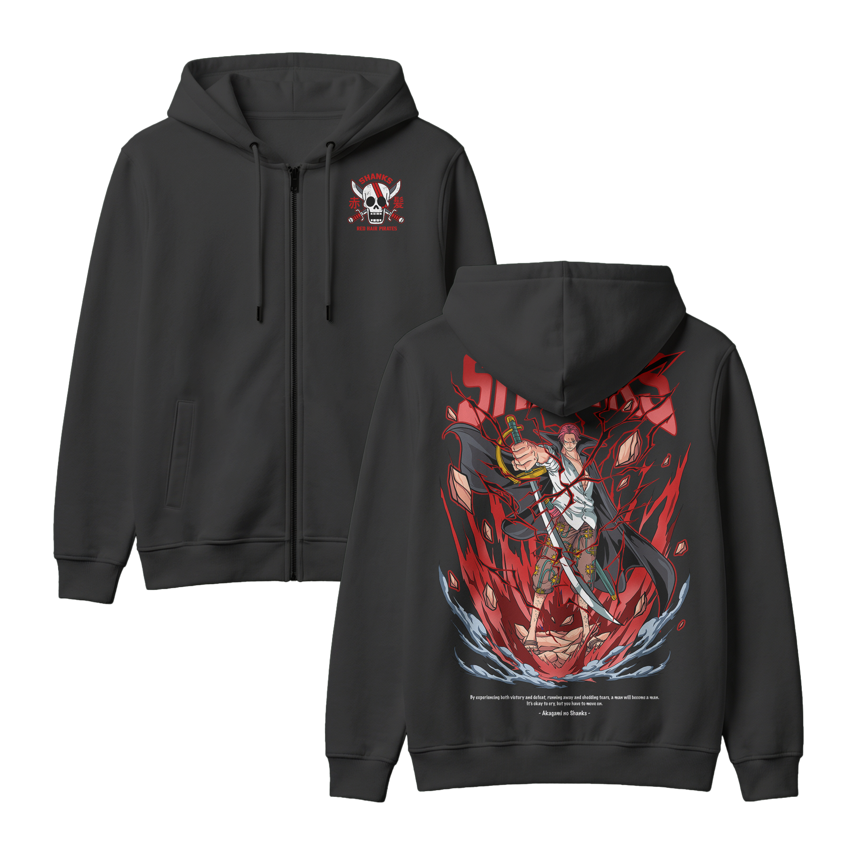 Anime One Piece Akagami no Shanks Zip-up Hoodie - RZM003
