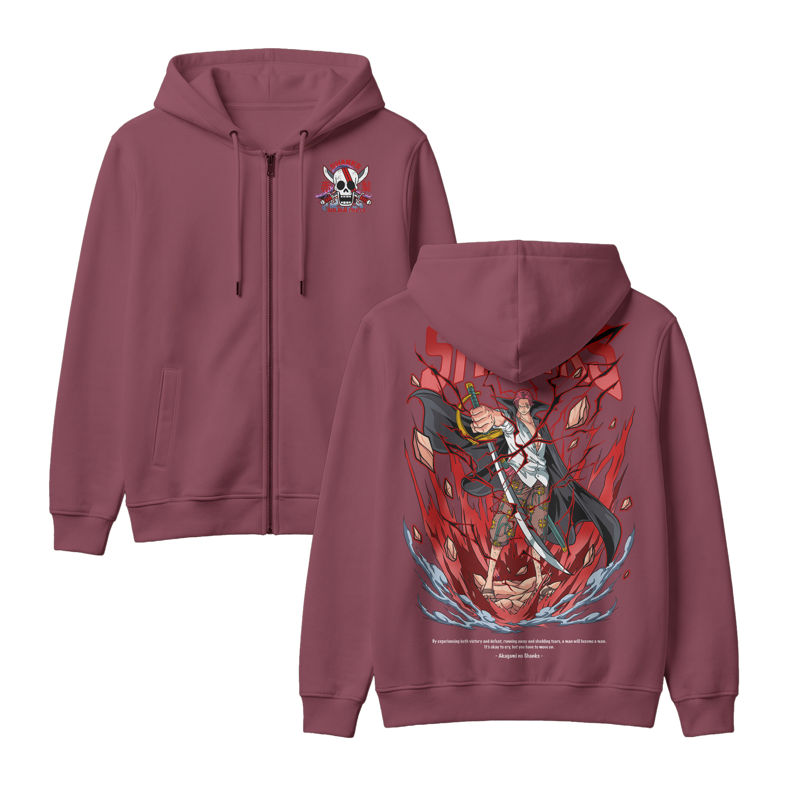 Anime One Piece Akagami no Shanks Zip-up Hoodie - RZM003