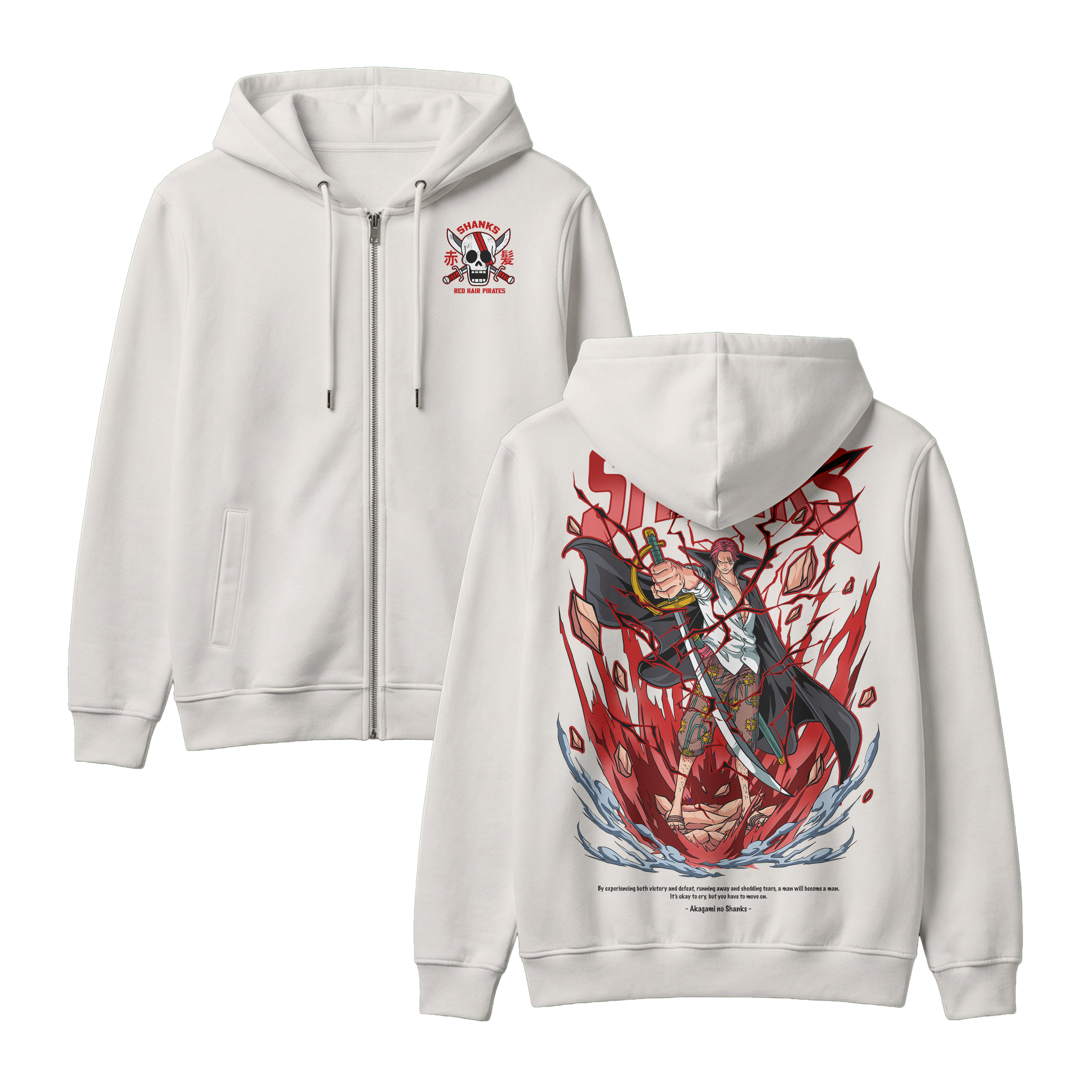Anime One Piece Akagami no Shanks Zip-up Hoodie - RZM003