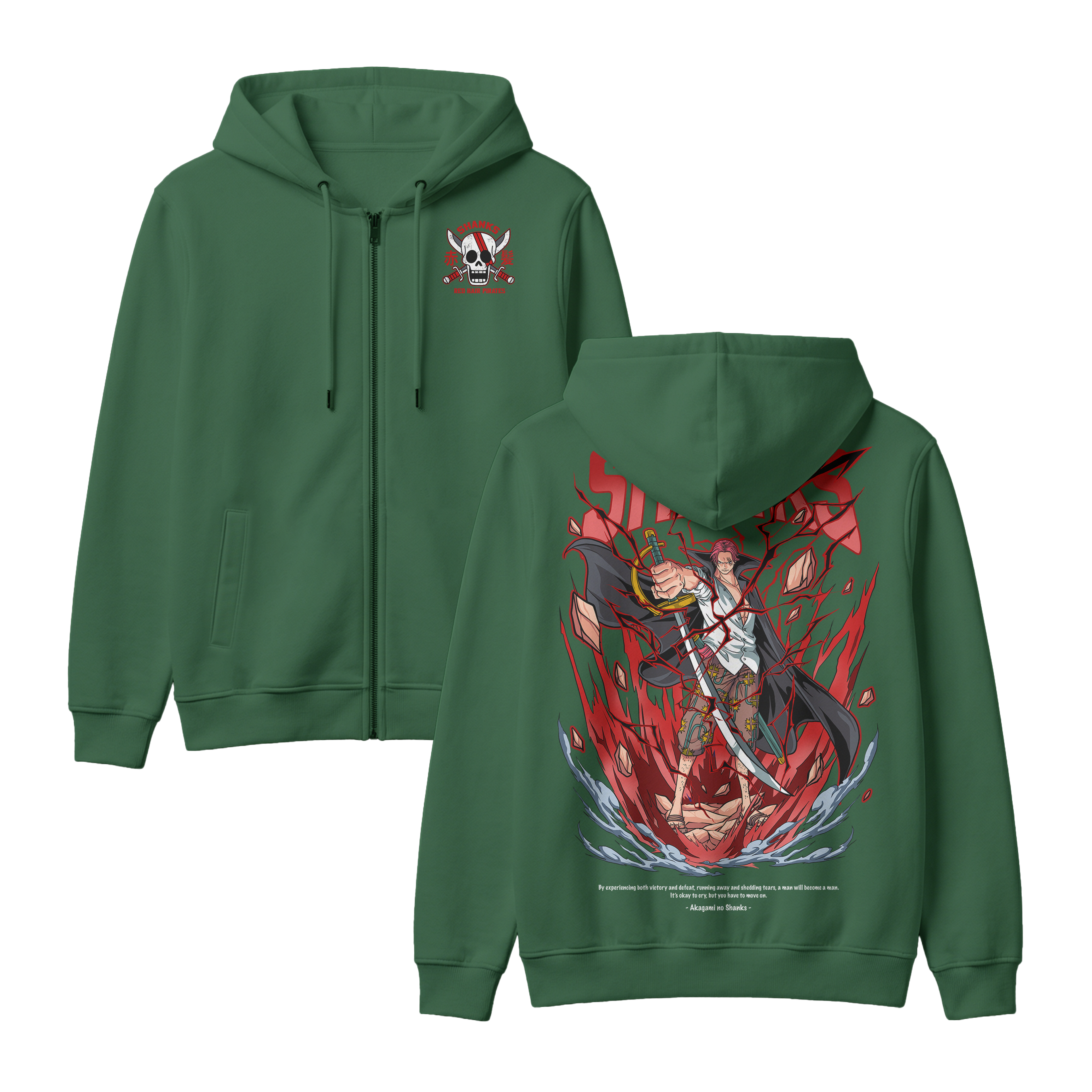 Anime One Piece Akagami no Shanks Zip-up Hoodie - RZM003