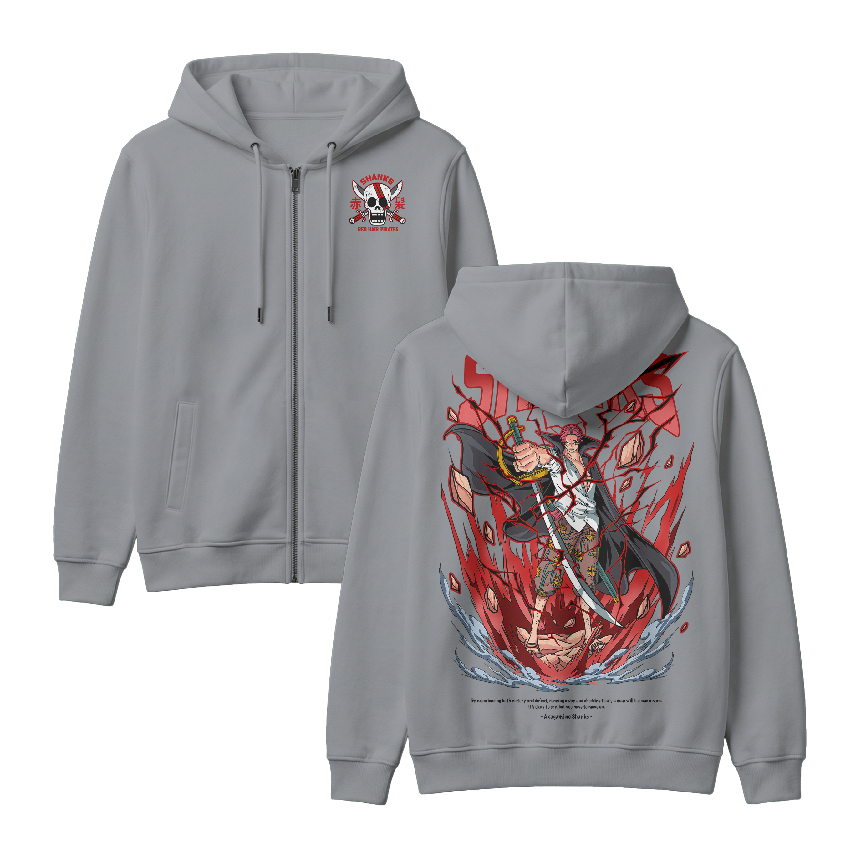 Anime One Piece Akagami no Shanks Zip-up Hoodie - RZM003