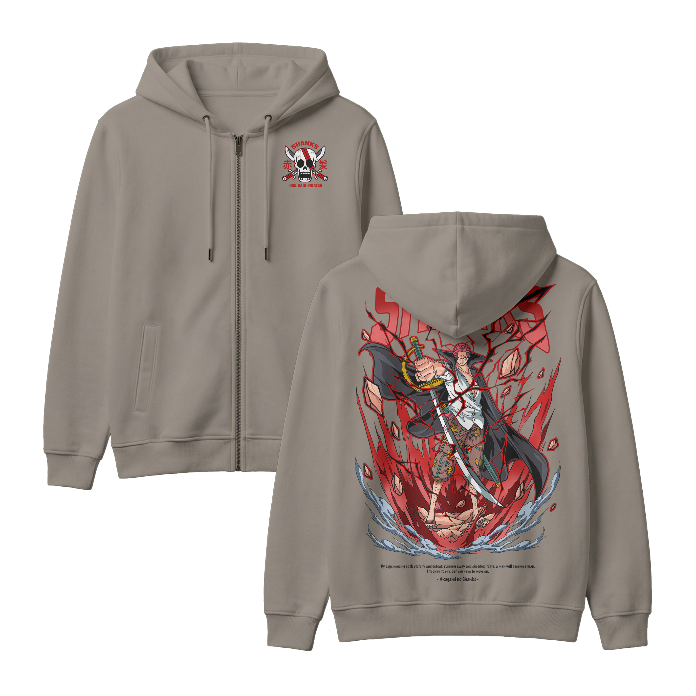 Anime One Piece Akagami no Shanks Zip-up Hoodie - RZM003