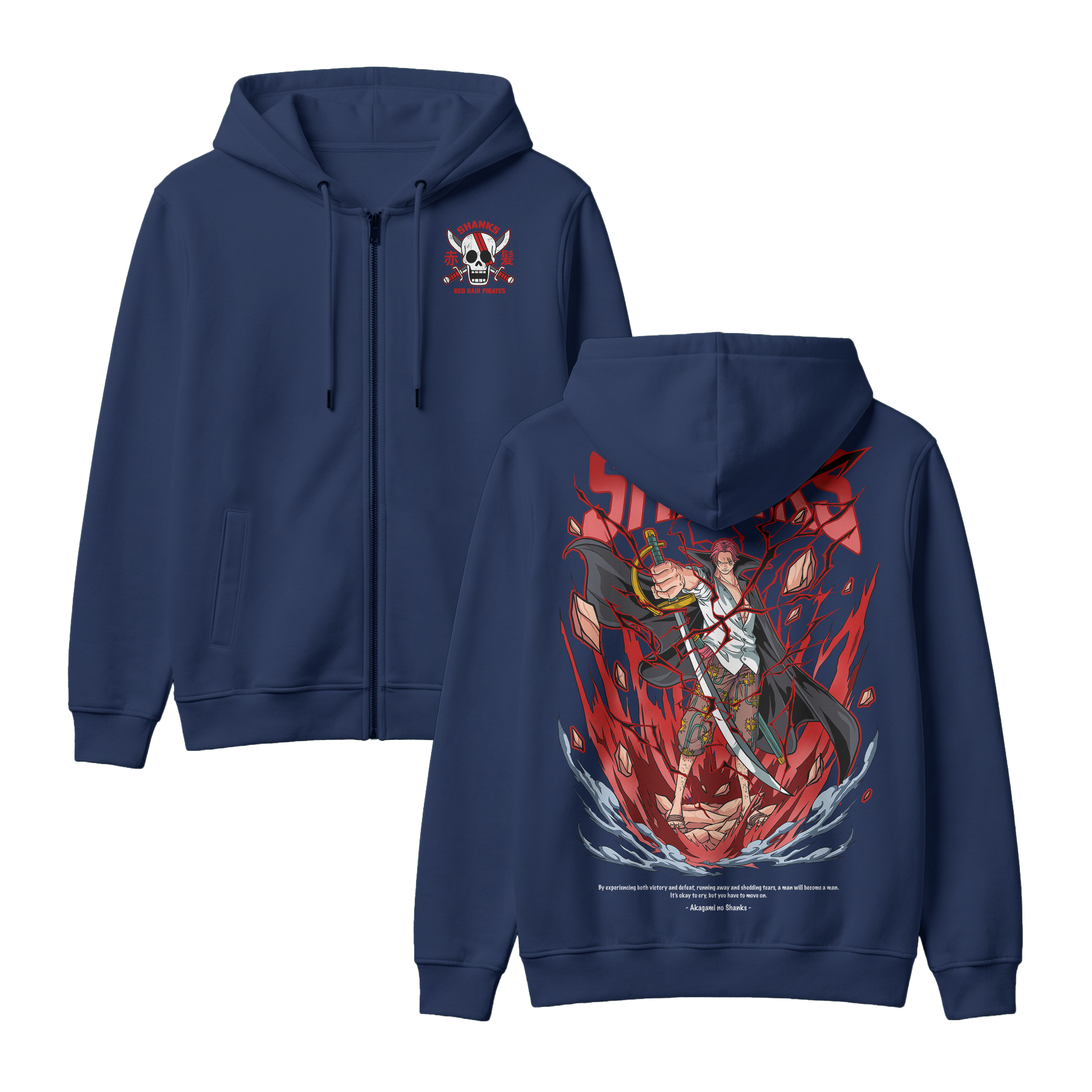Anime One Piece Akagami no Shanks Zip-up Hoodie - RZM003