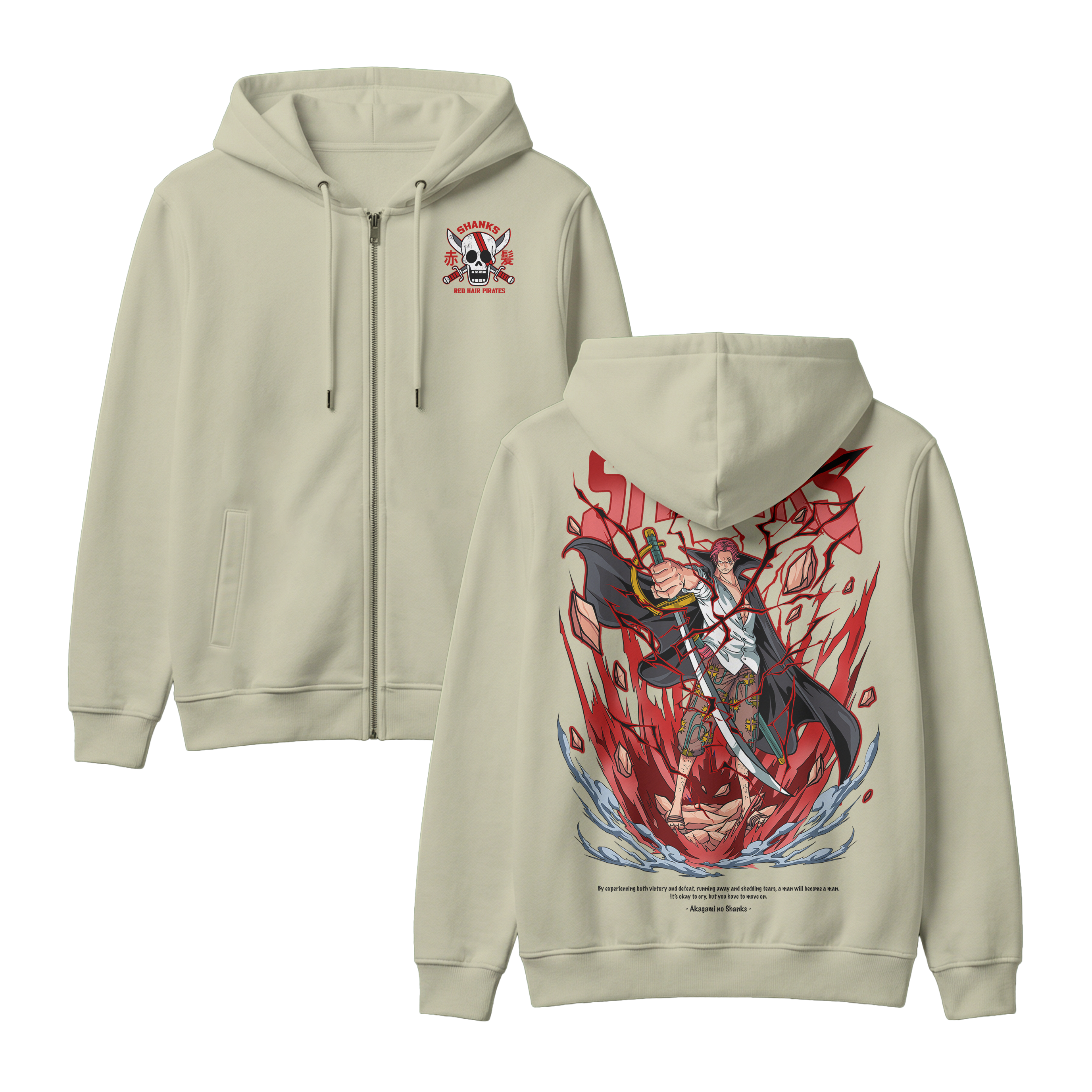 Anime One Piece Akagami no Shanks Zip-up Hoodie - RZM003