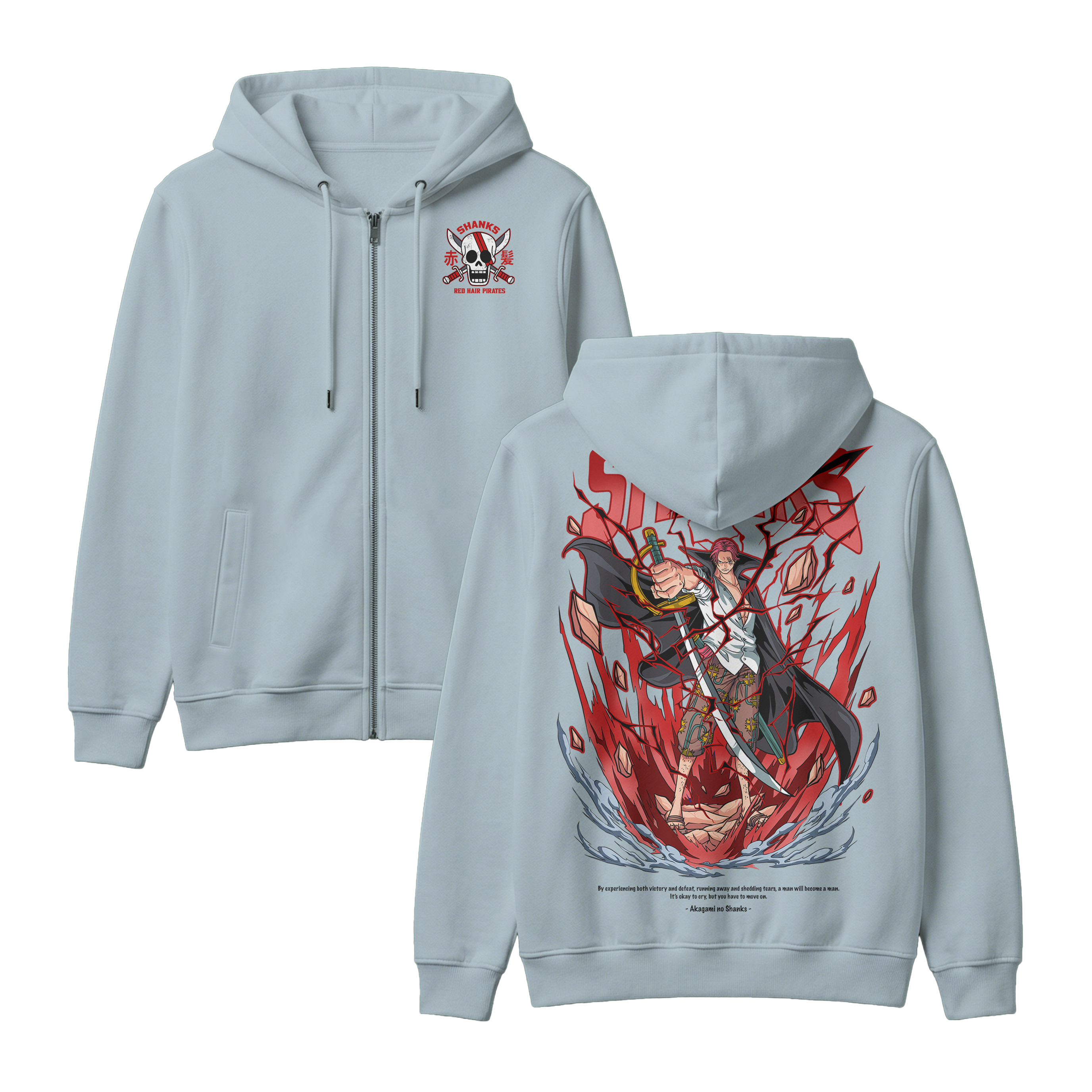 Anime One Piece Akagami no Shanks Zip-up Hoodie - RZM003