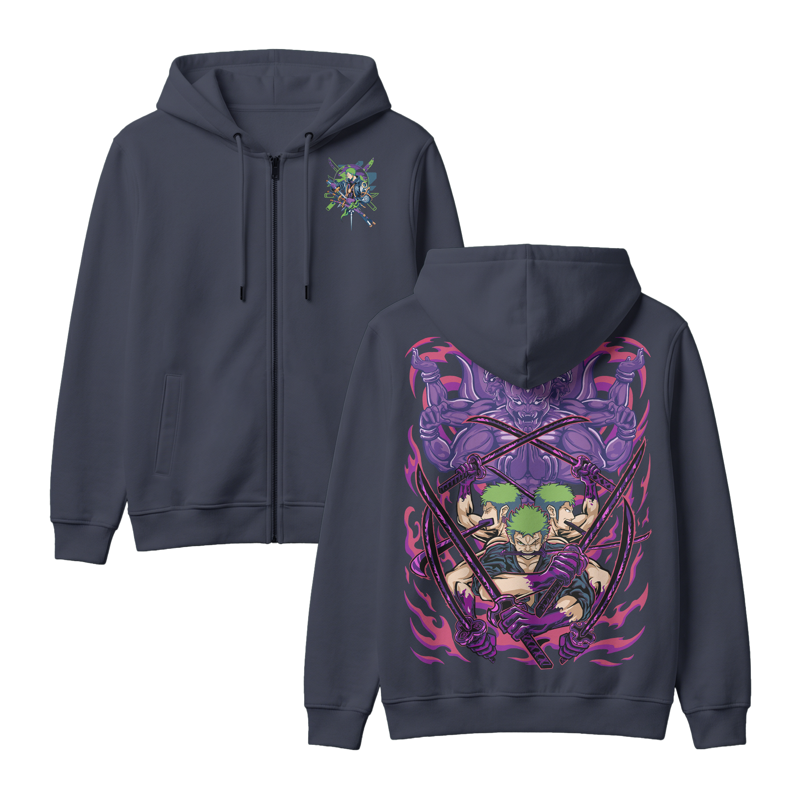 Anime One Piece Roronoa Zoro Zip-up Hoodie - RZM004