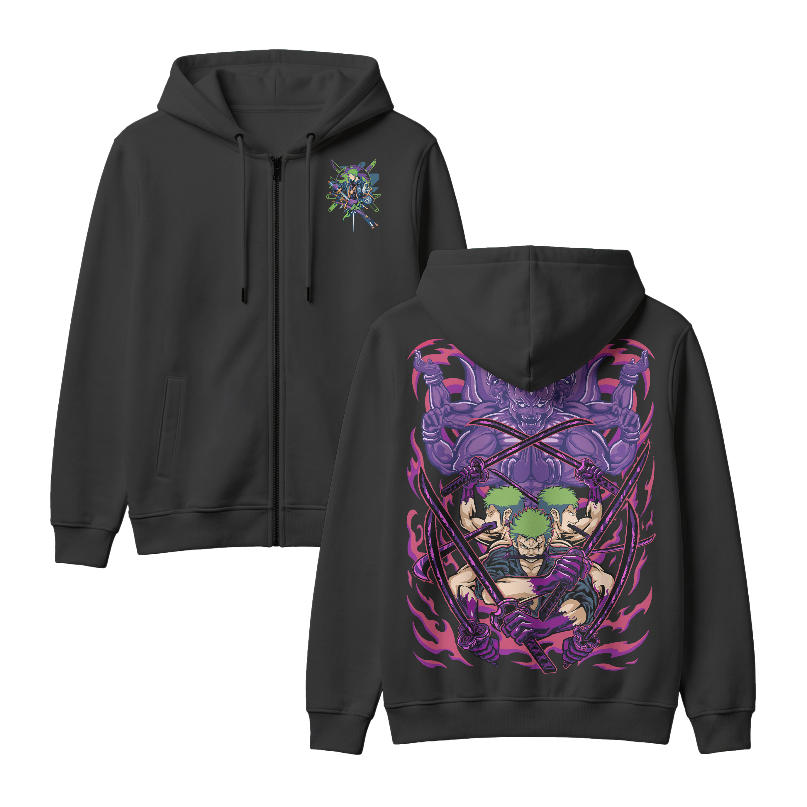 Anime One Piece Roronoa Zoro Zip-up Hoodie - RZM004