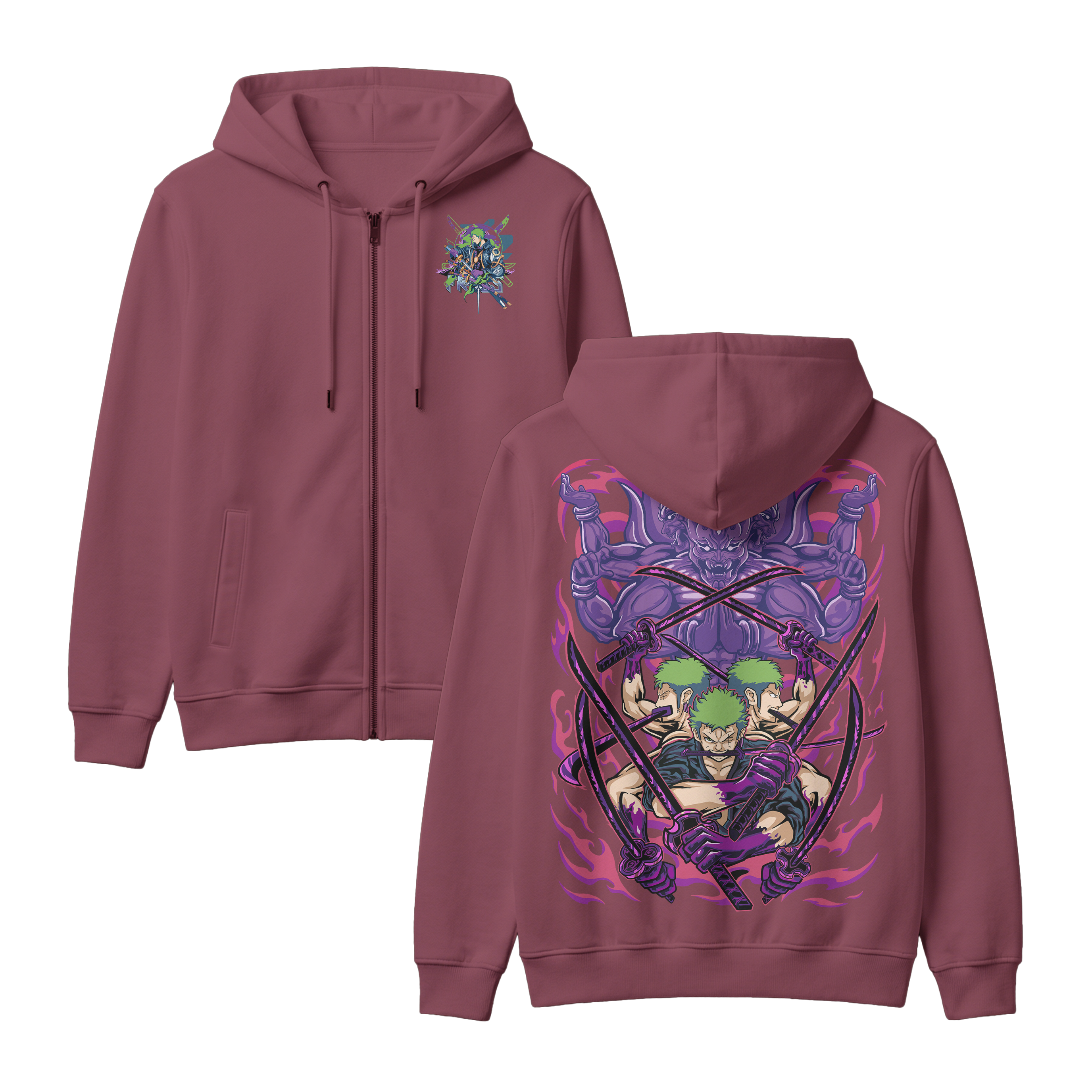 Anime One Piece Roronoa Zoro Zip-up Hoodie - RZM004