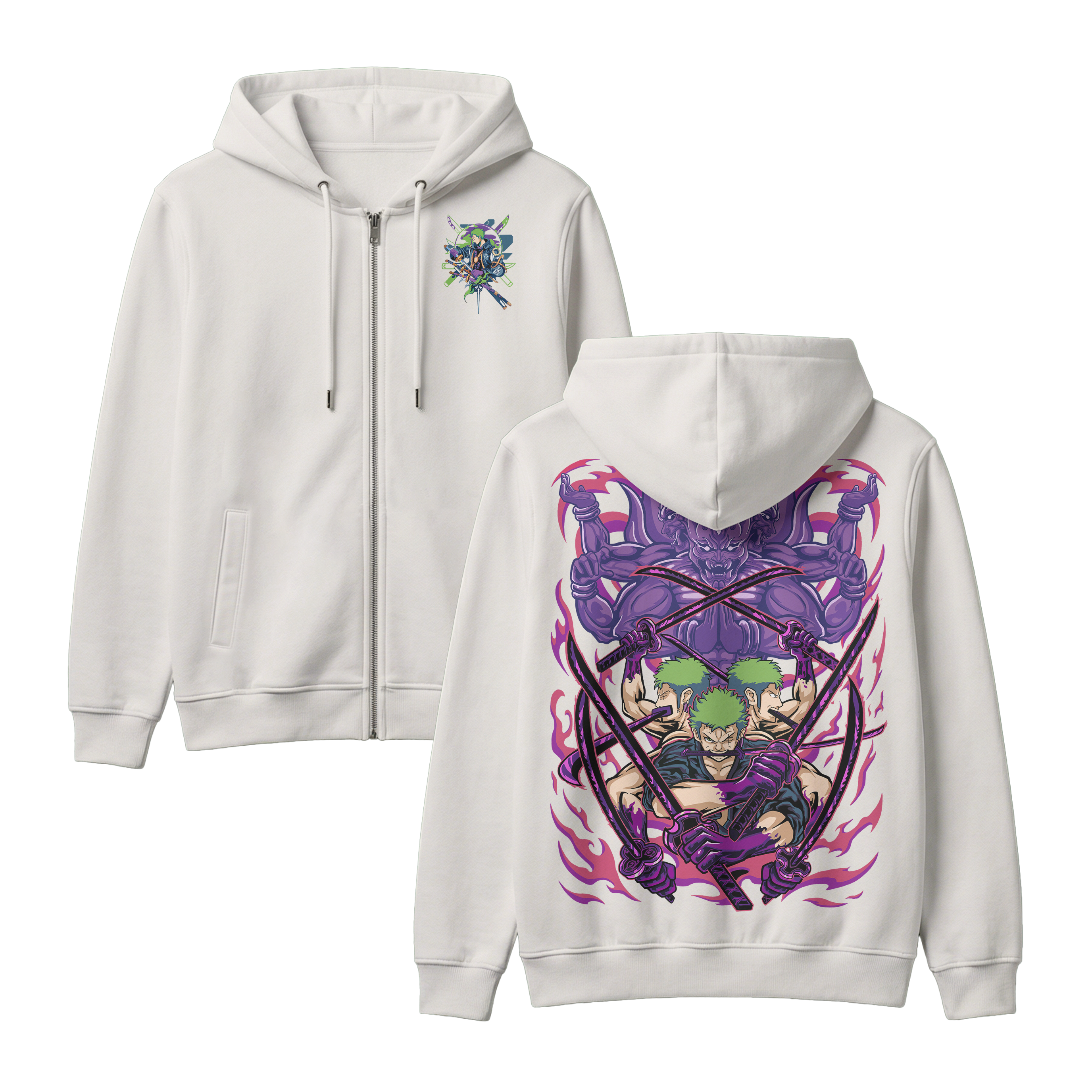 Anime One Piece Roronoa Zoro Zip-up Hoodie - RZM004