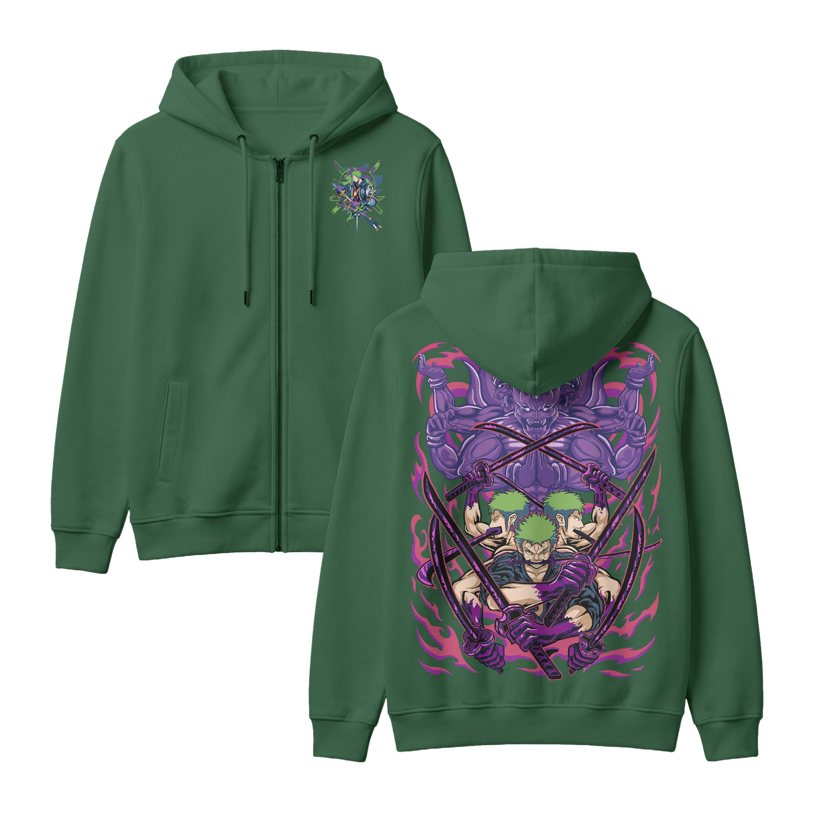 Anime One Piece Roronoa Zoro Zip-up Hoodie - RZM004