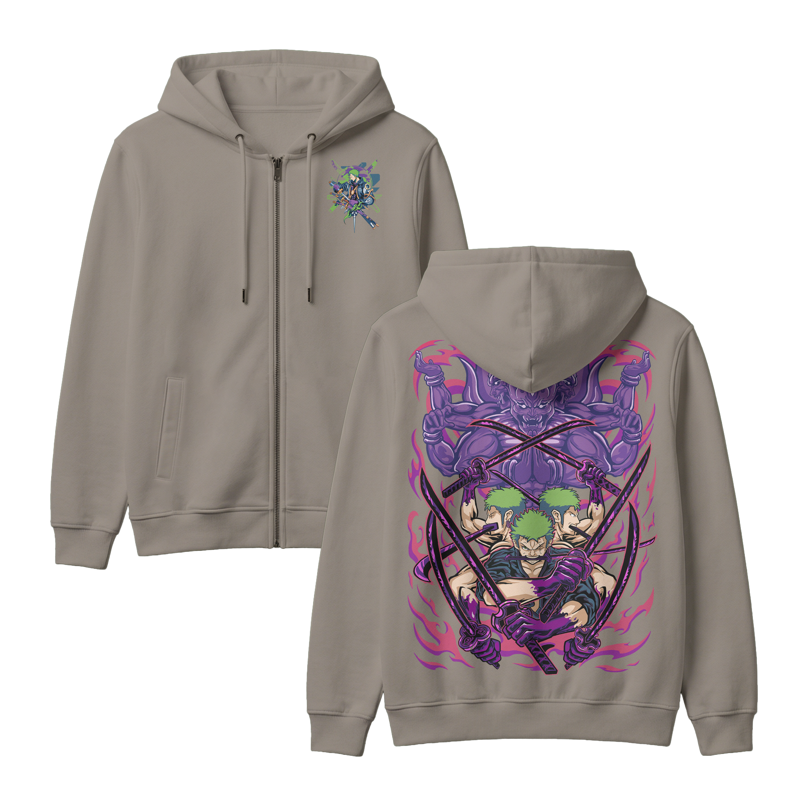 Anime One Piece Roronoa Zoro Zip-up Hoodie - RZM004