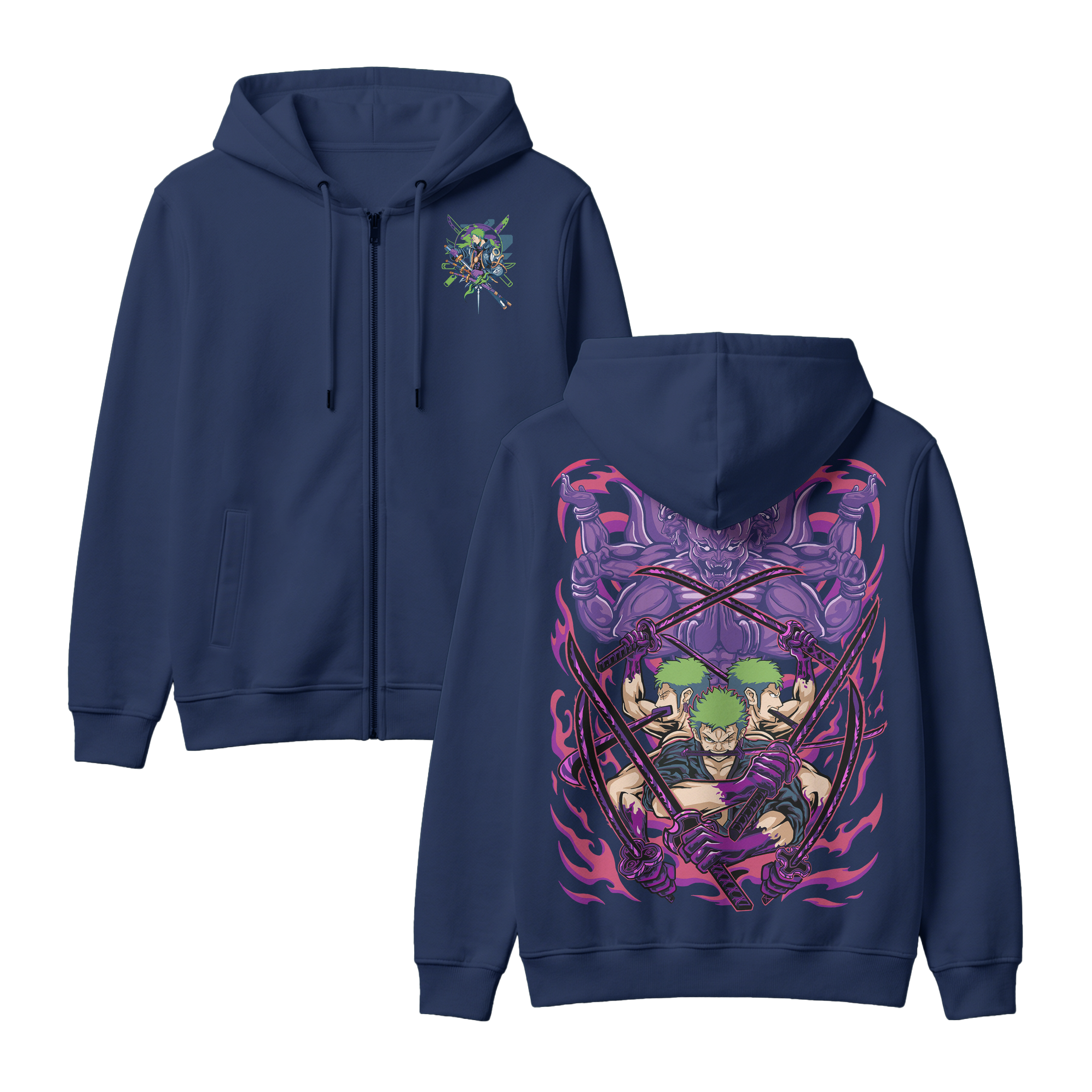 Anime One Piece Roronoa Zoro Zip-up Hoodie - RZM004