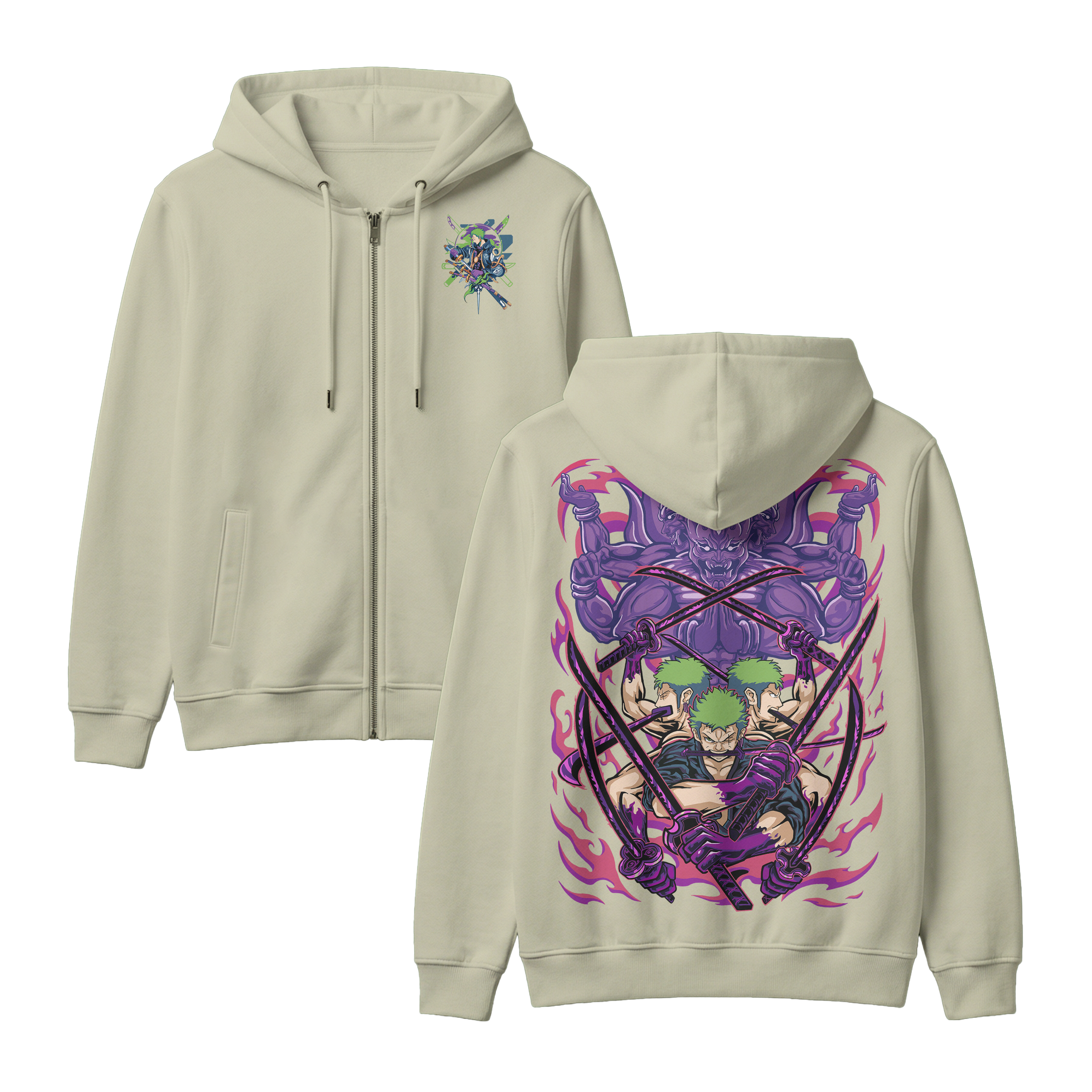 Anime One Piece Roronoa Zoro Zip-up Hoodie - RZM004