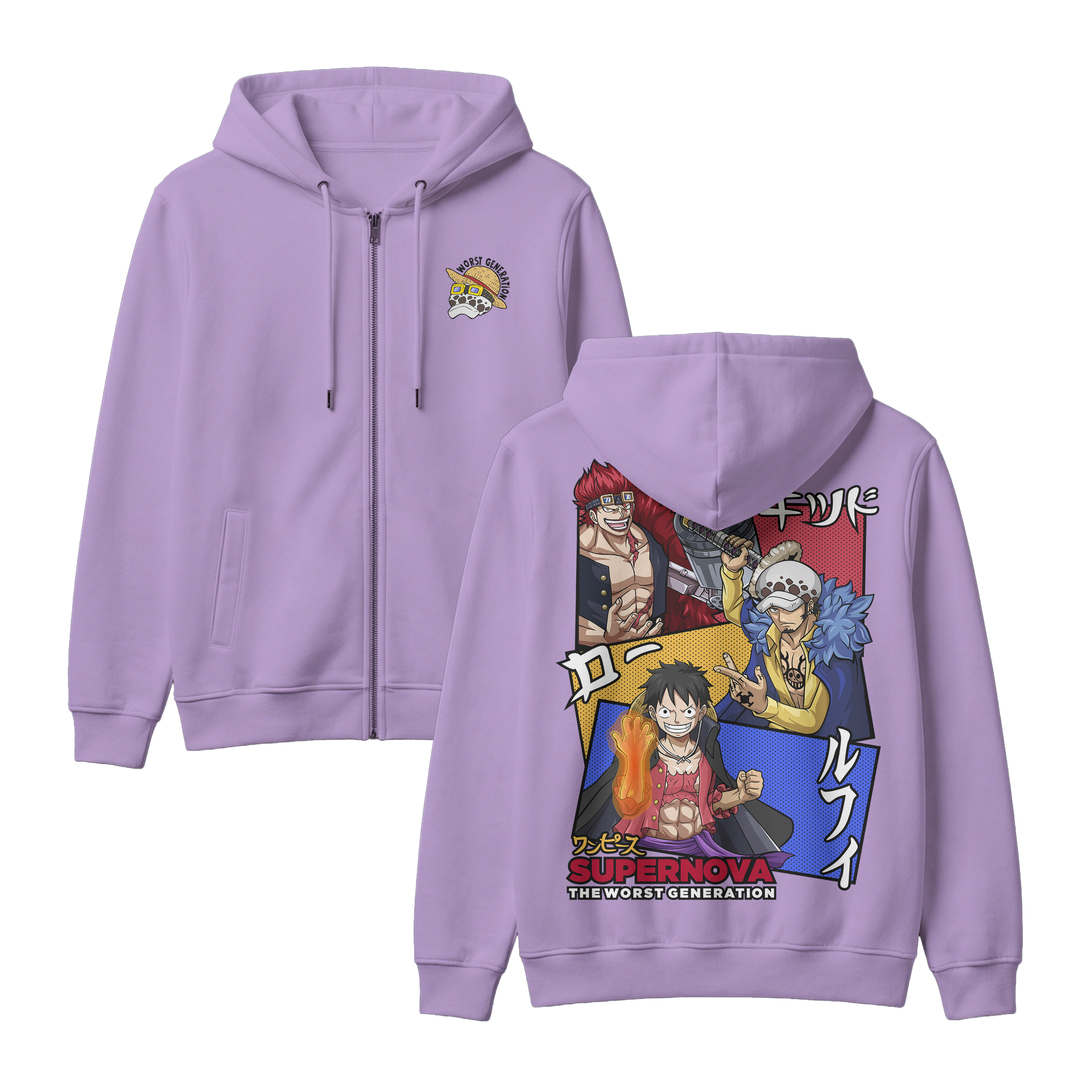 Anime One Piece Supernova The Worst Generation Zip-up Hoodie - RZM007