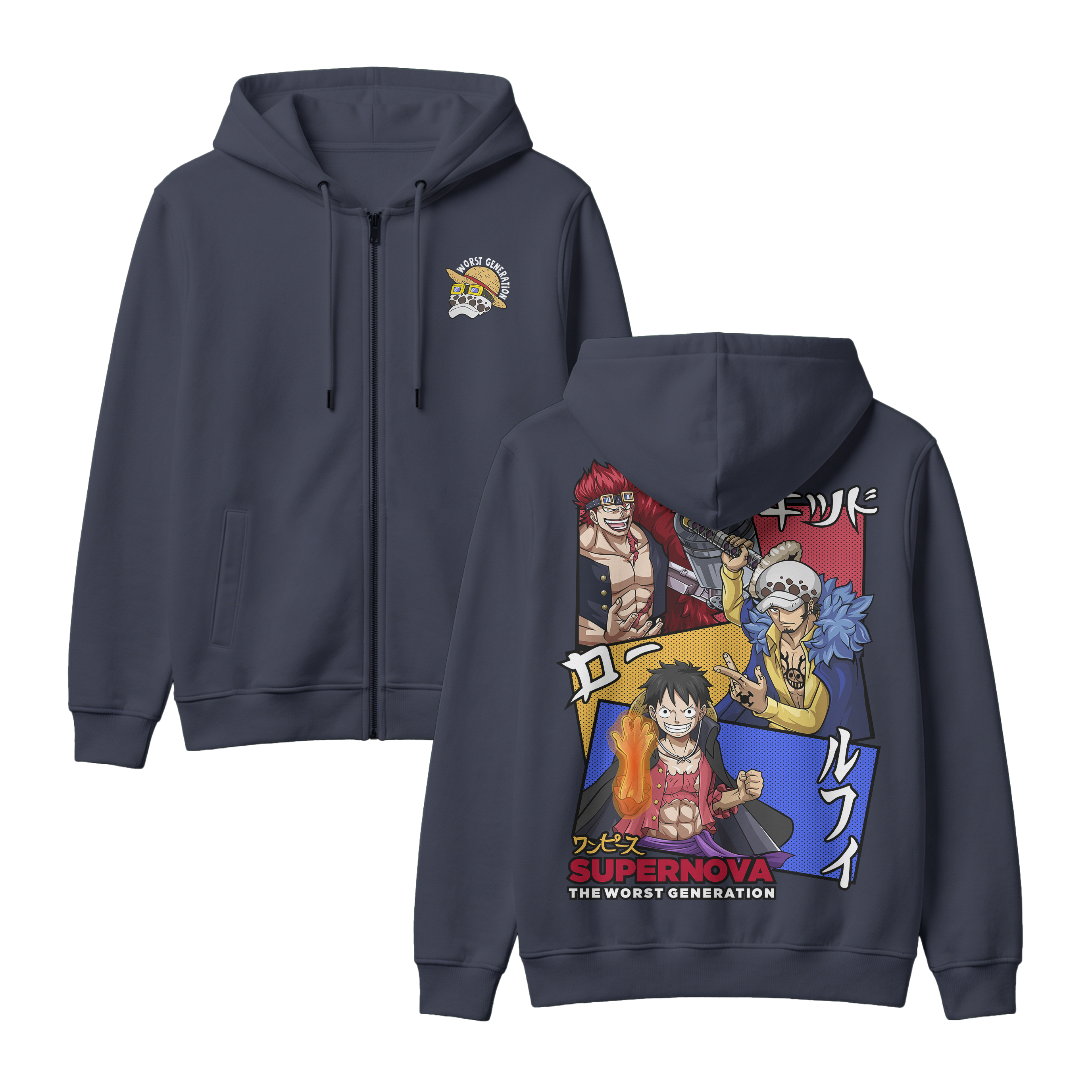 Anime One Piece Supernova The Worst Generation Zip-up Hoodie - RZM007