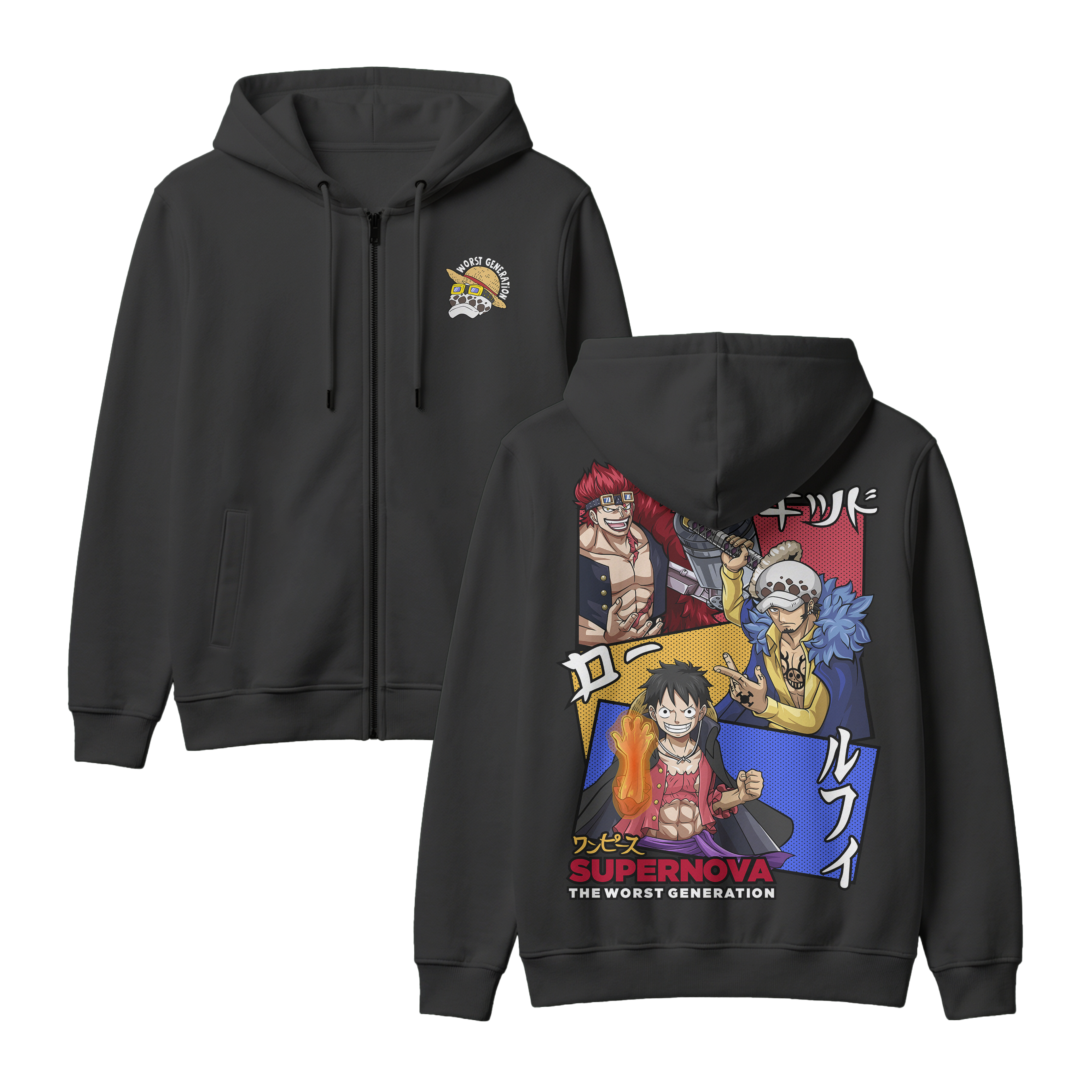 Anime One Piece Supernova The Worst Generation Zip-up Hoodie - RZM007