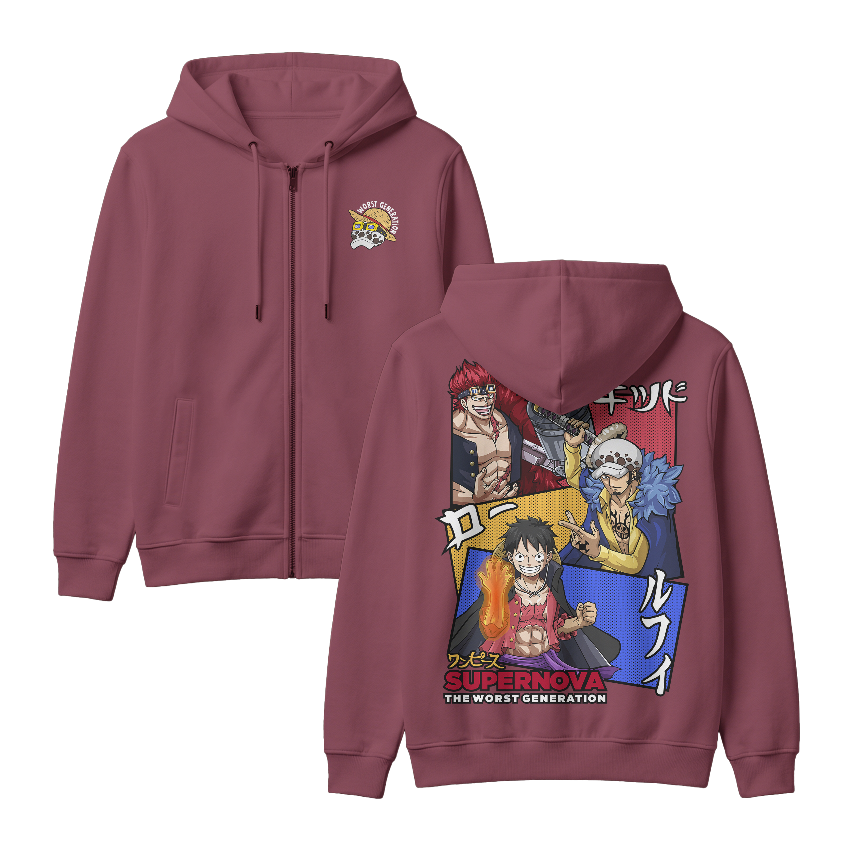 Anime One Piece Supernova The Worst Generation Zip-up Hoodie - RZM007