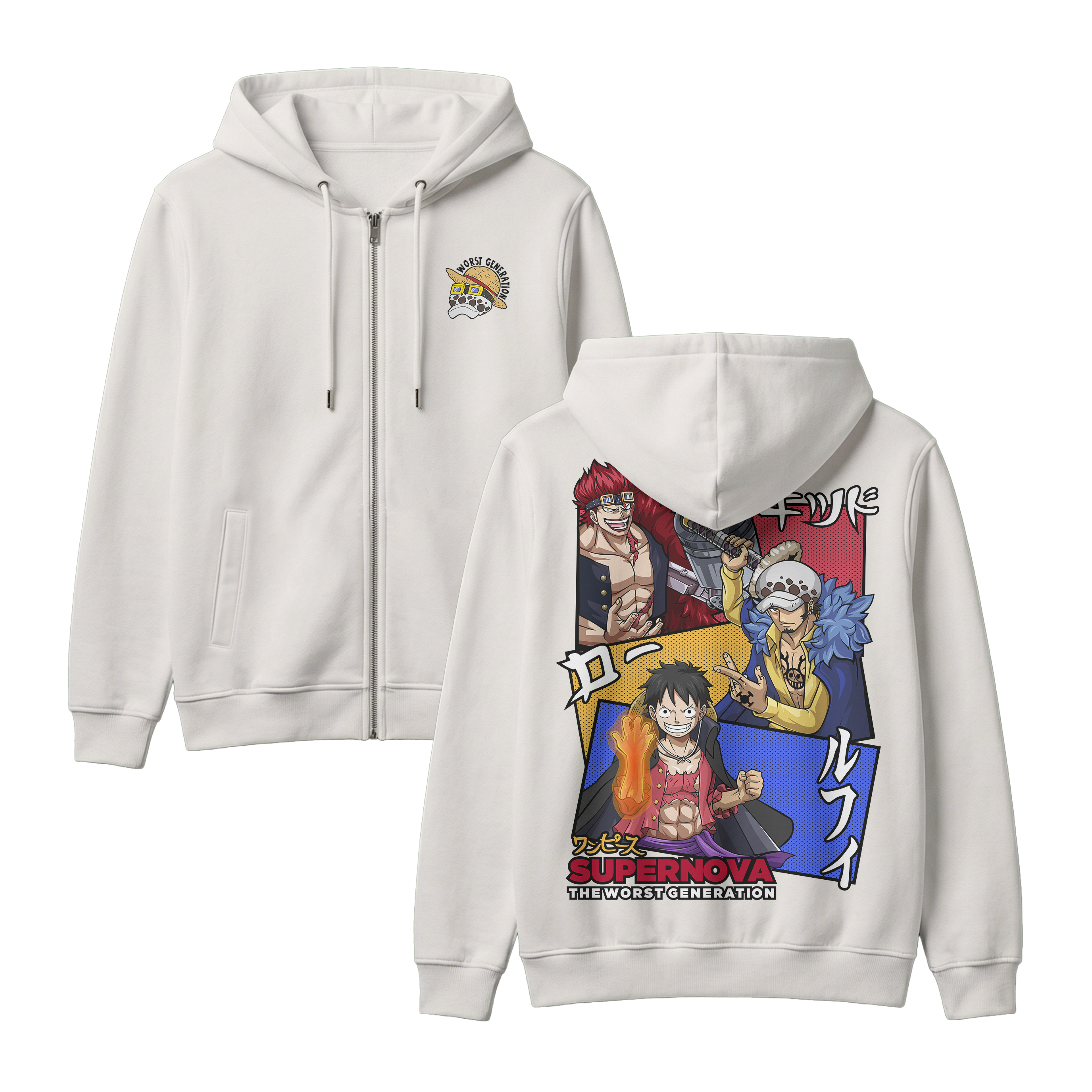 Anime One Piece Supernova The Worst Generation Zip-up Hoodie - RZM007
