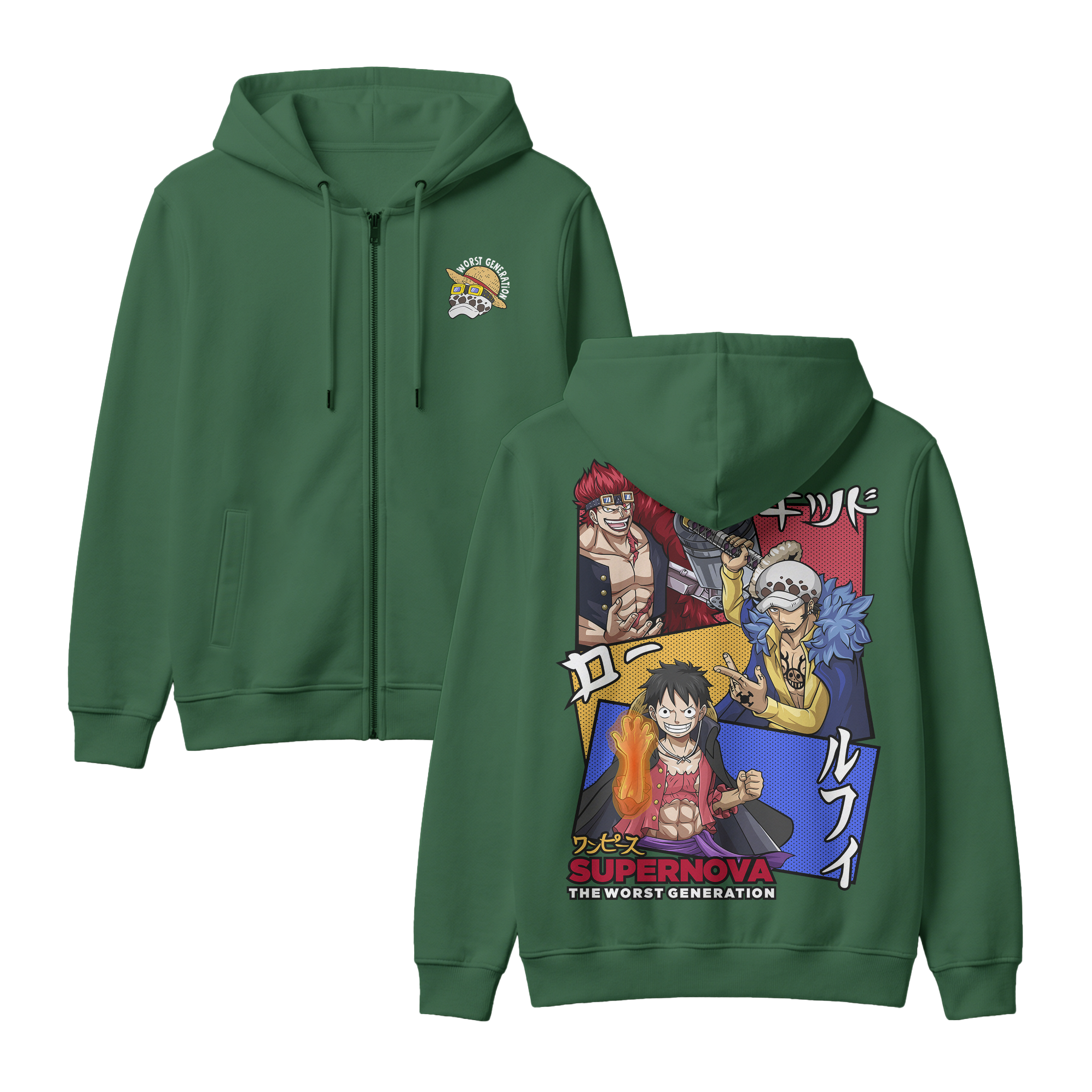 Anime One Piece Supernova The Worst Generation Zip-up Hoodie - RZM007