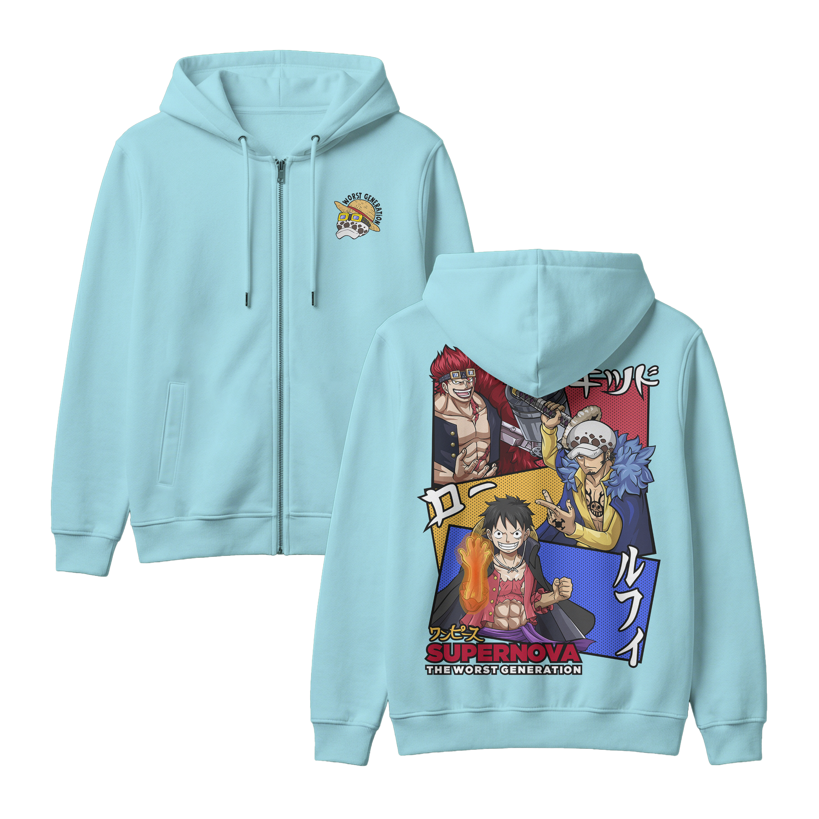 Anime One Piece Supernova The Worst Generation Zip-up Hoodie - RZM007