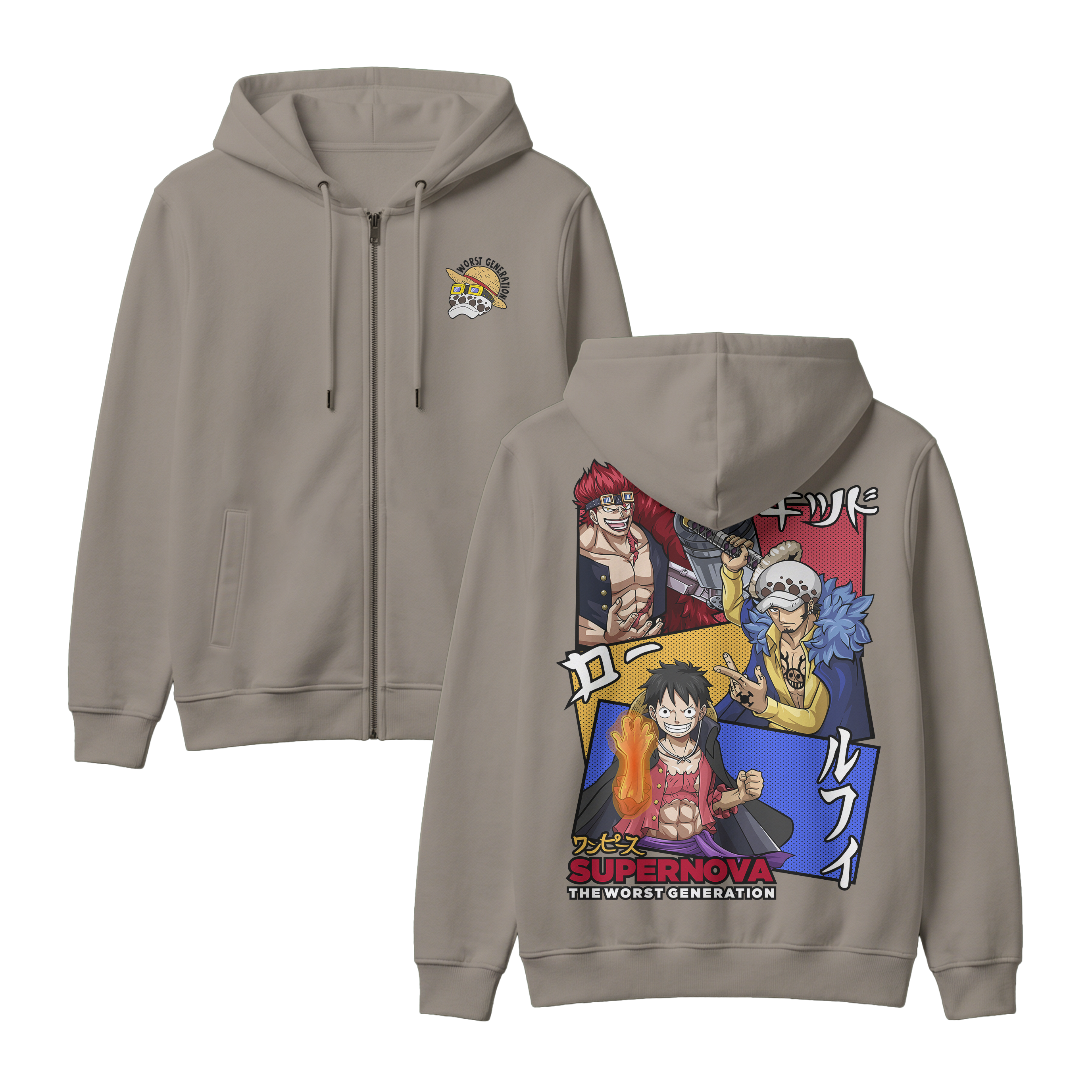 Anime One Piece Supernova The Worst Generation Zip-up Hoodie - RZM007