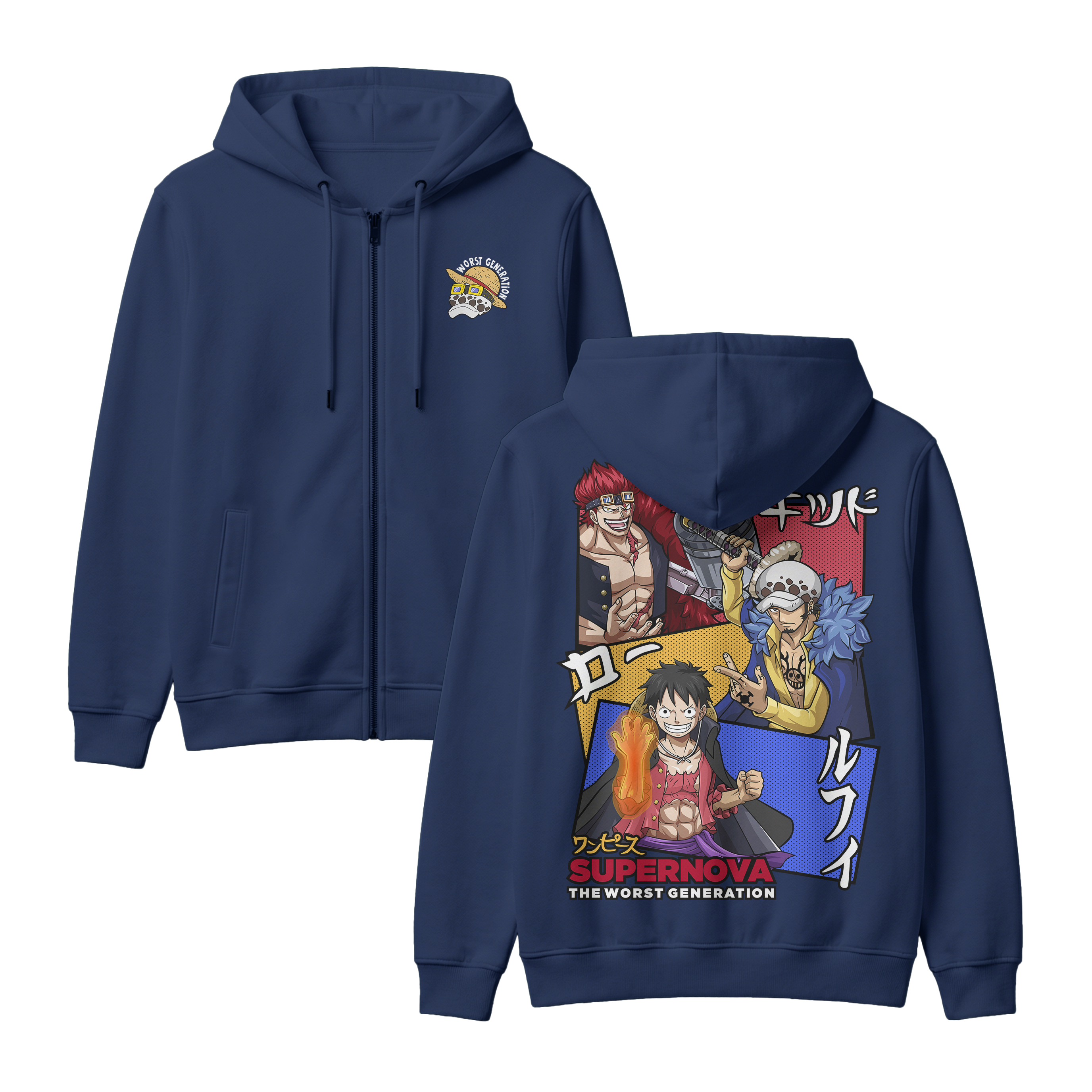 Anime One Piece Supernova The Worst Generation Zip-up Hoodie - RZM007