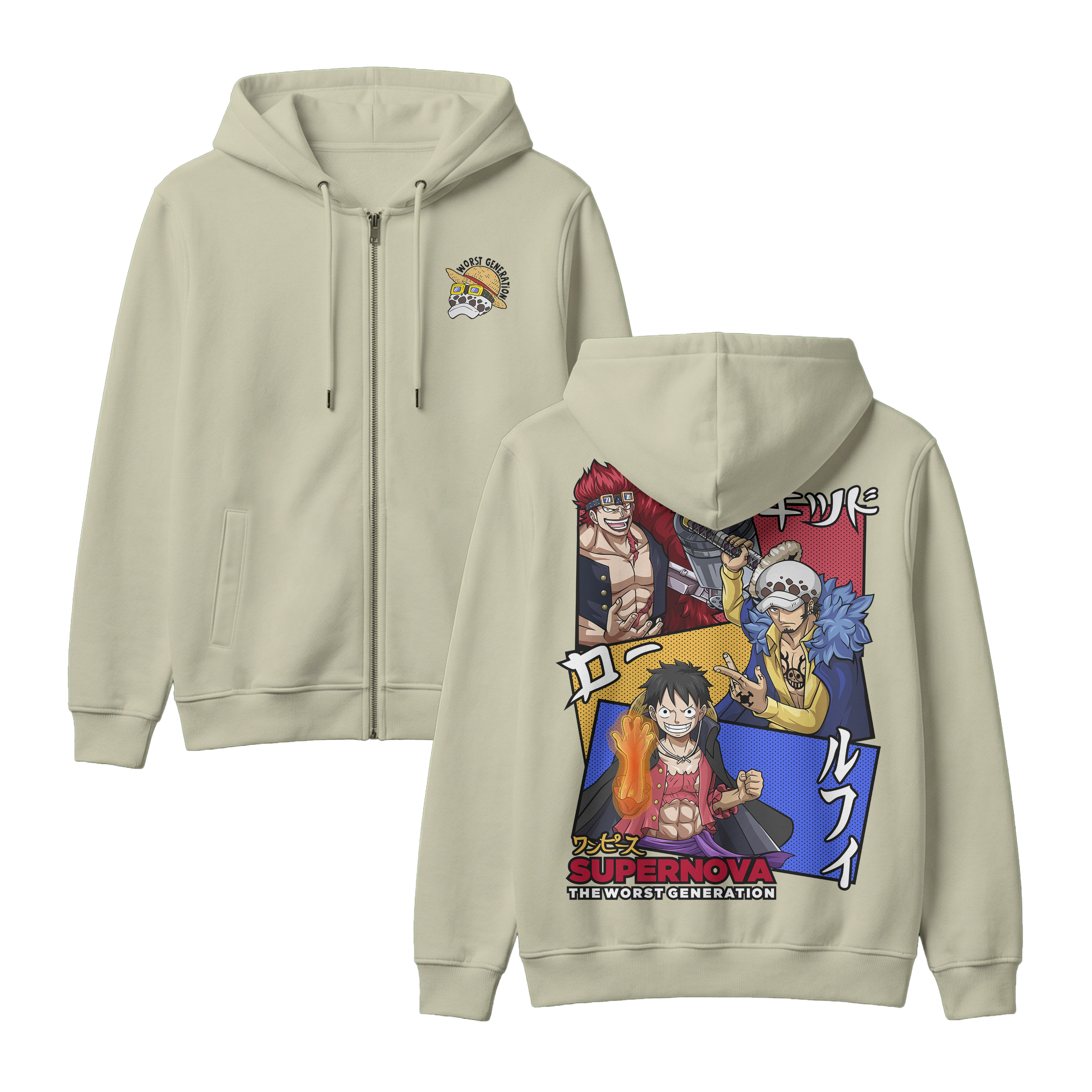 Anime One Piece Supernova The Worst Generation Zip-up Hoodie - RZM007
