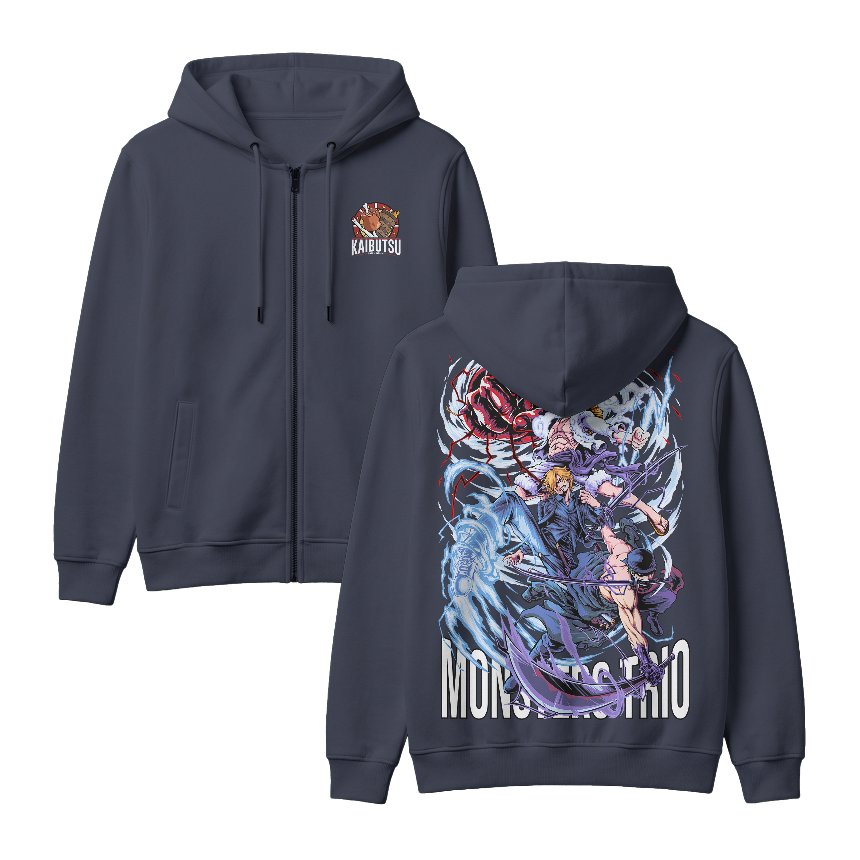 Anime One Piece Monster Trio Zip-up Hoodie - RZM009