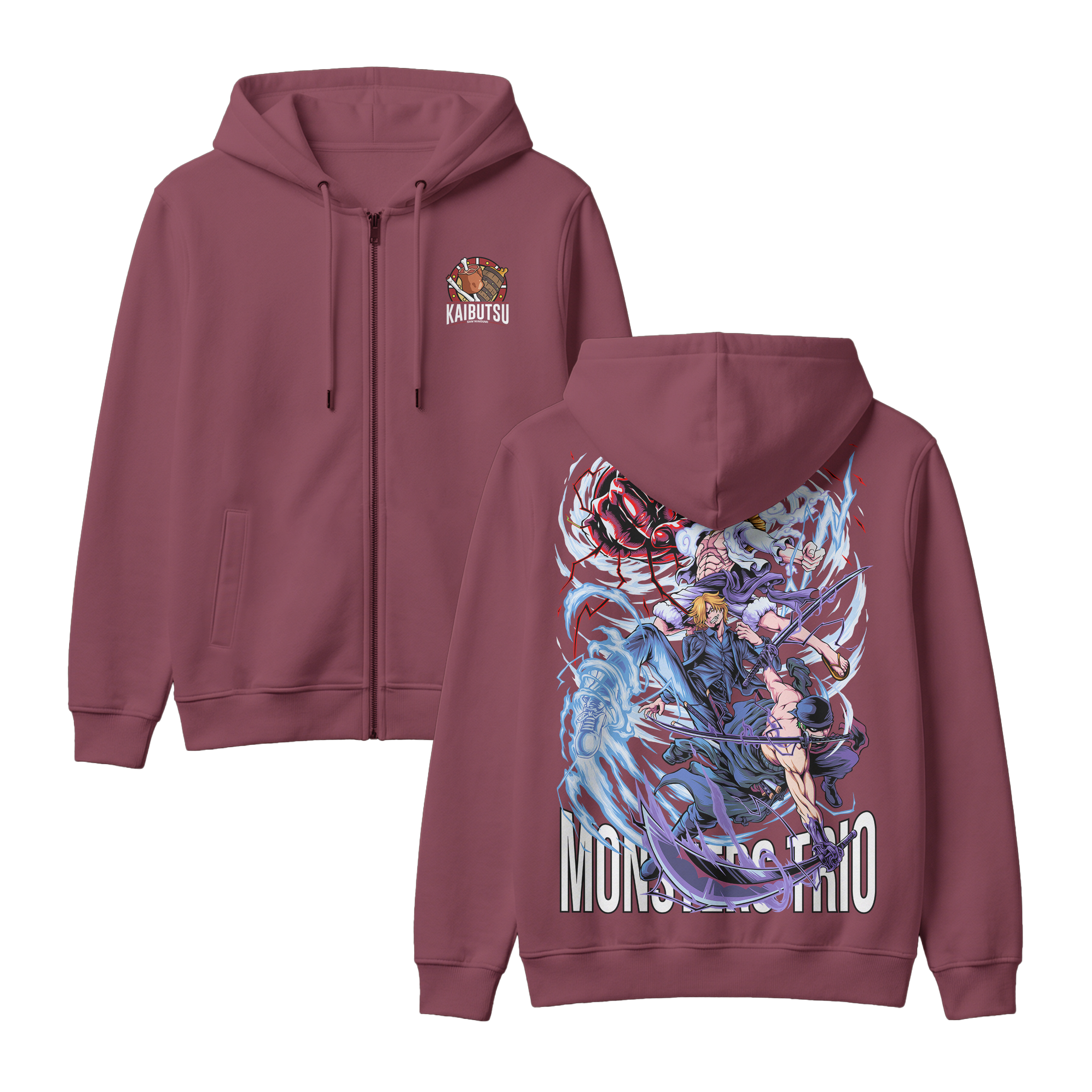 Anime One Piece Monster Trio Zip-up Hoodie - RZM009
