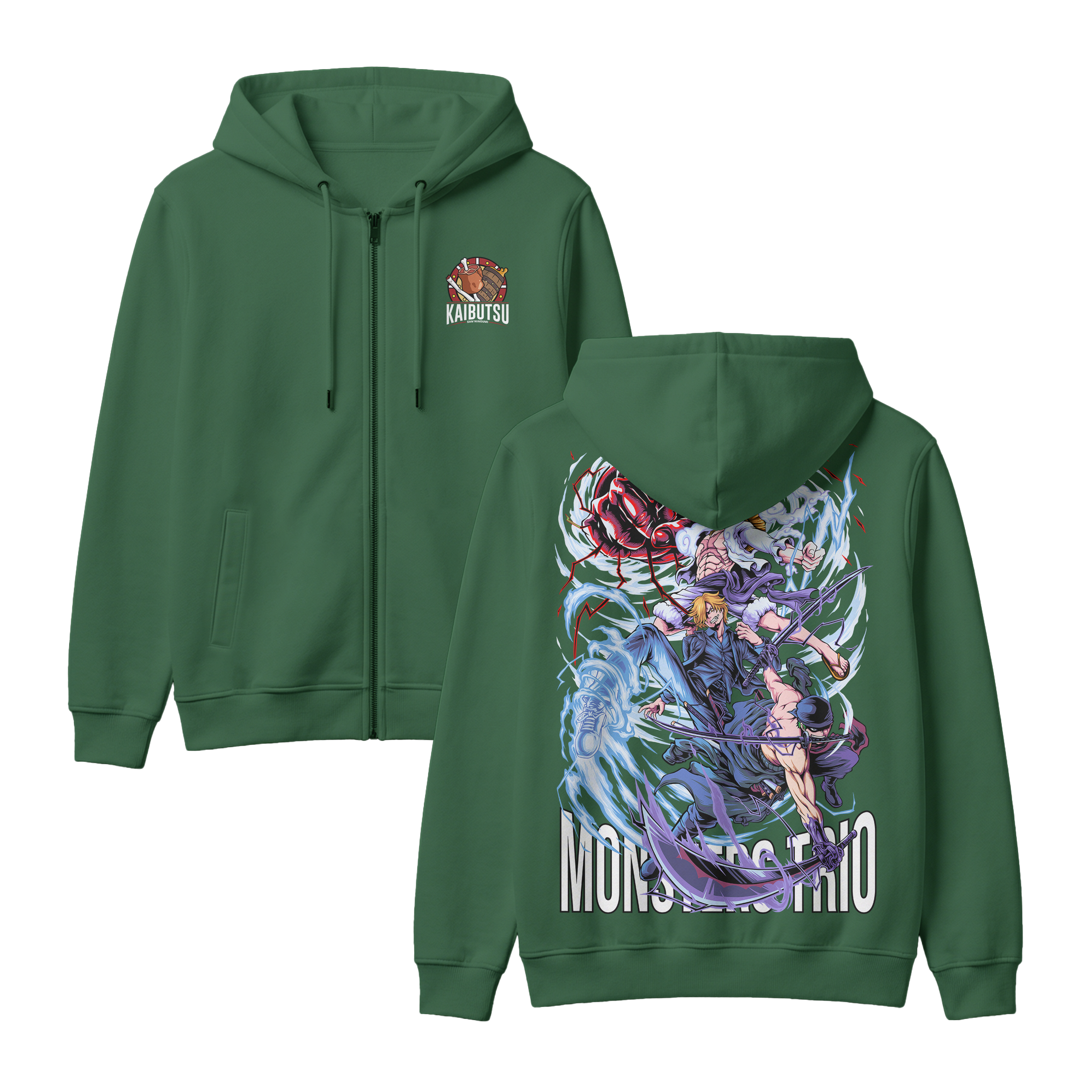 Anime One Piece Monster Trio Zip-up Hoodie - RZM009
